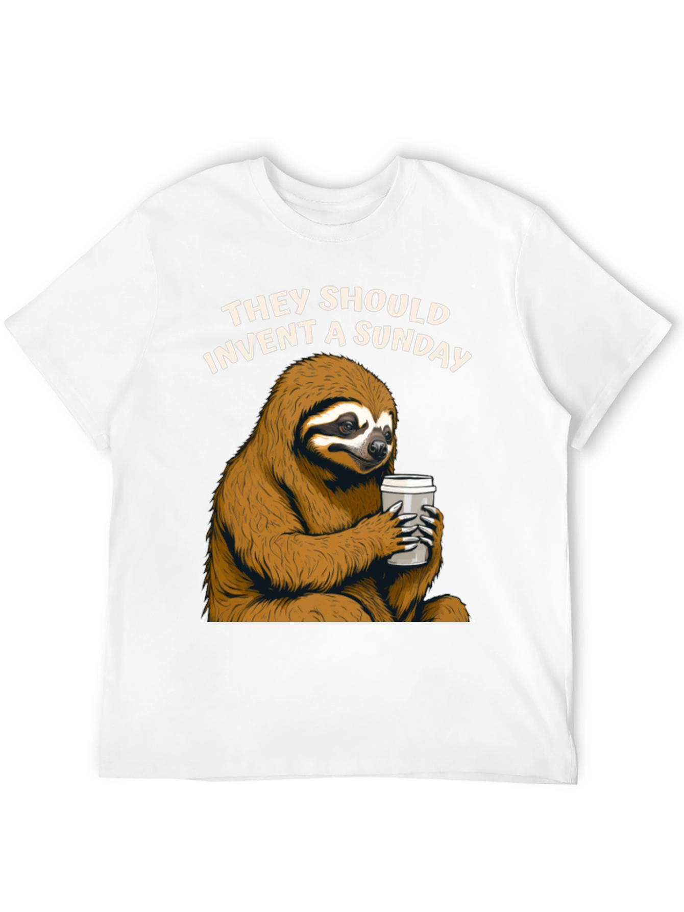 Black Lazy Sunday Sloth Coffee T-Shirt view 12