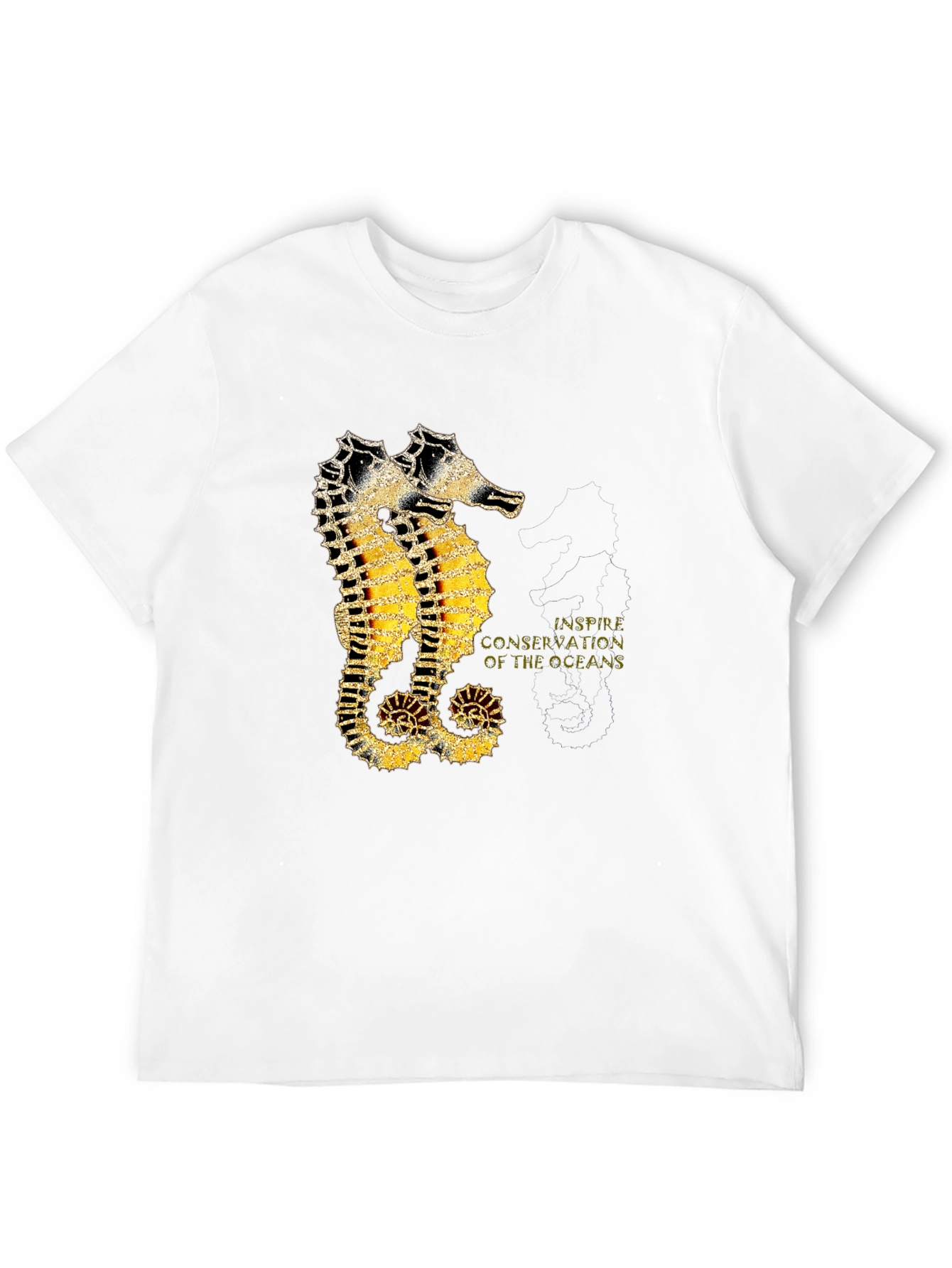 Black Seahorse Inspire Oceans Conservation Black T-Shirt view 12