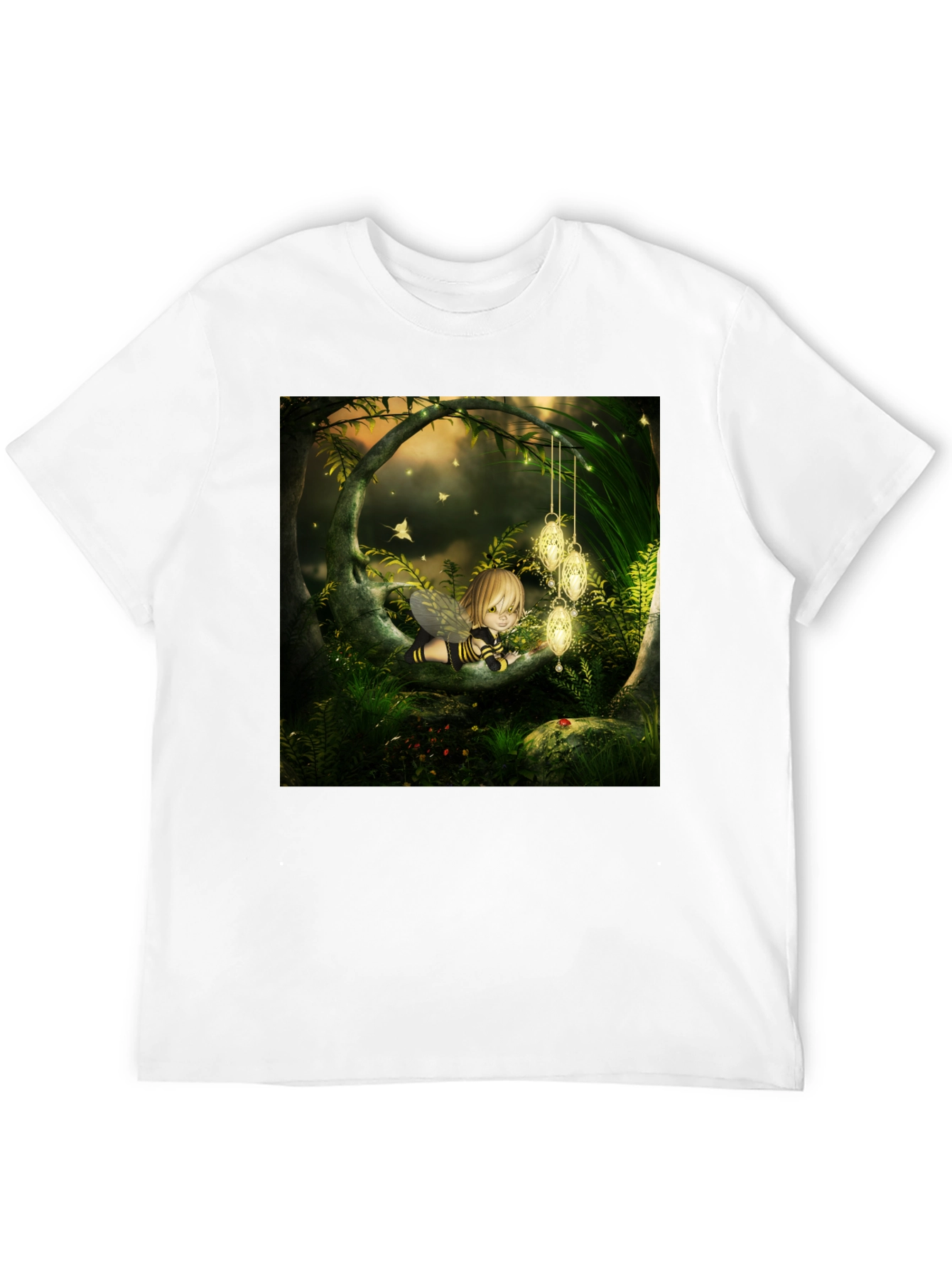 Black Fairy Tale Forest Graphic Tee - Black Cotton Blend view 12