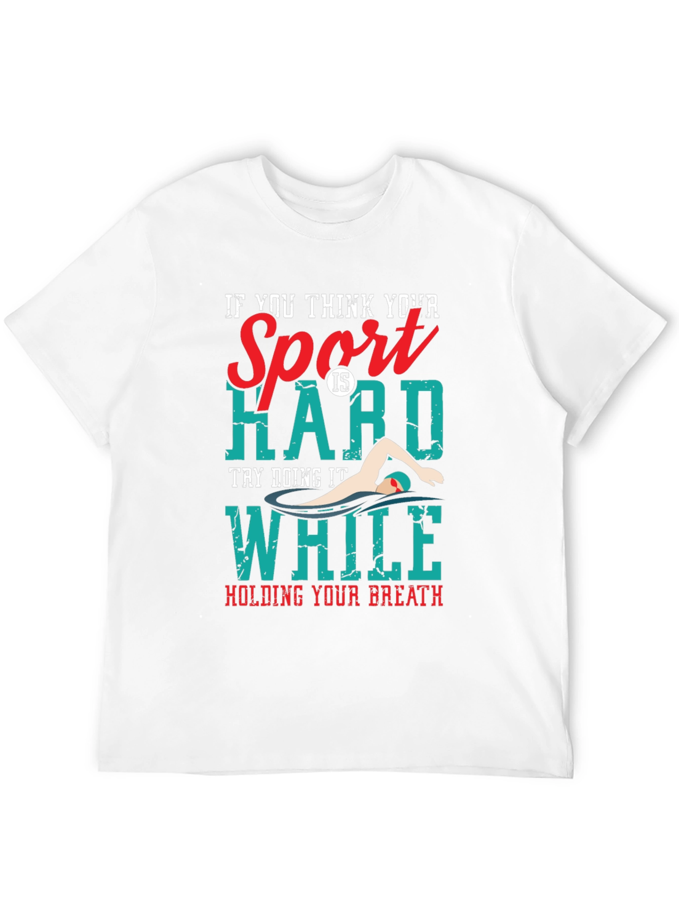 Black Funny Swimmer T-Shirt: Hard Sport, Hold Your Breath view 12