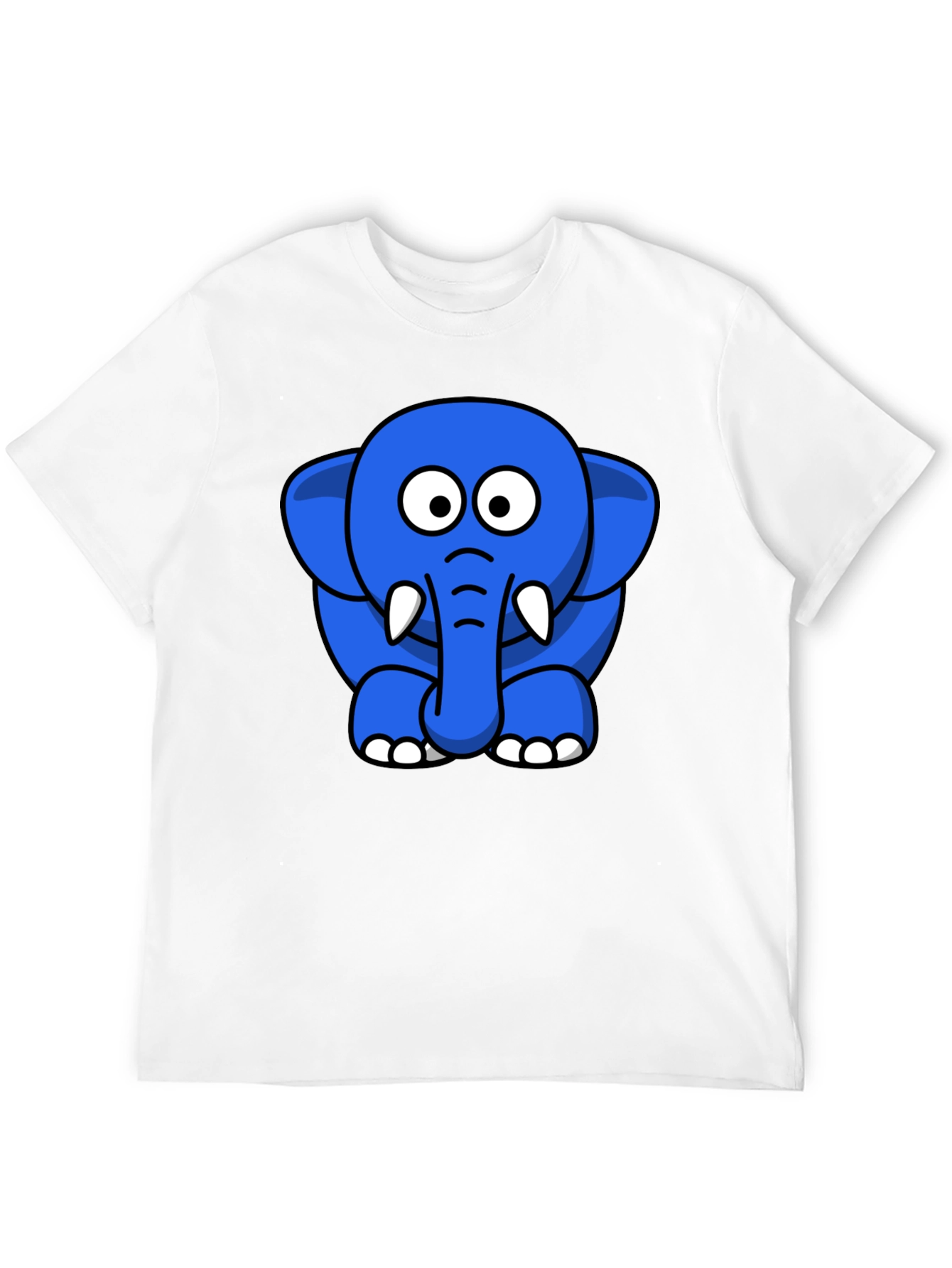 Black Cute Blue Cartoon Elephant Black T-Shirt view 12