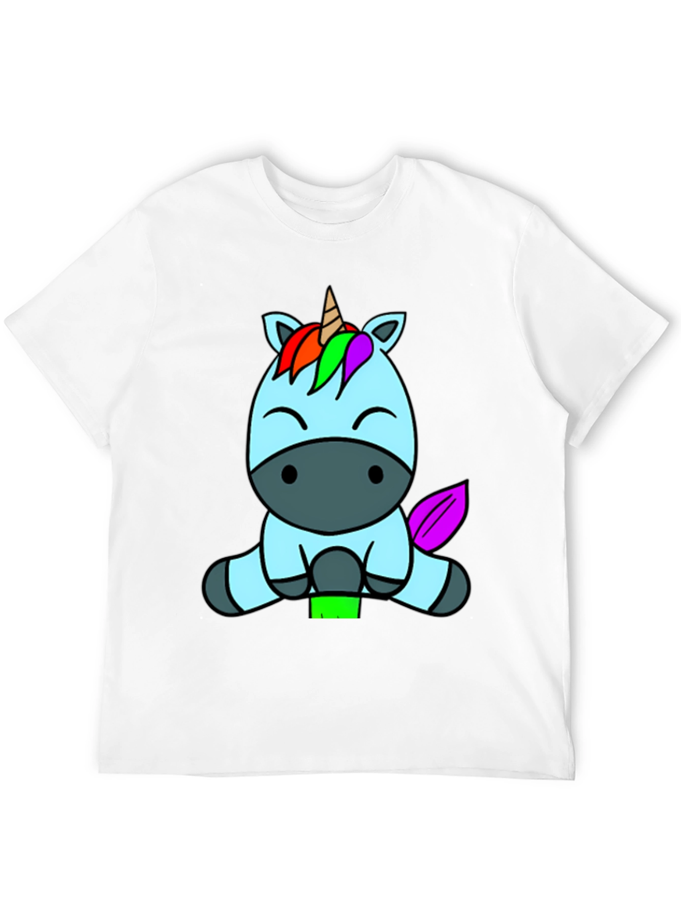 Black Cute Unicorn Graphic Tee - Black Cotton Blend Shirt view 12