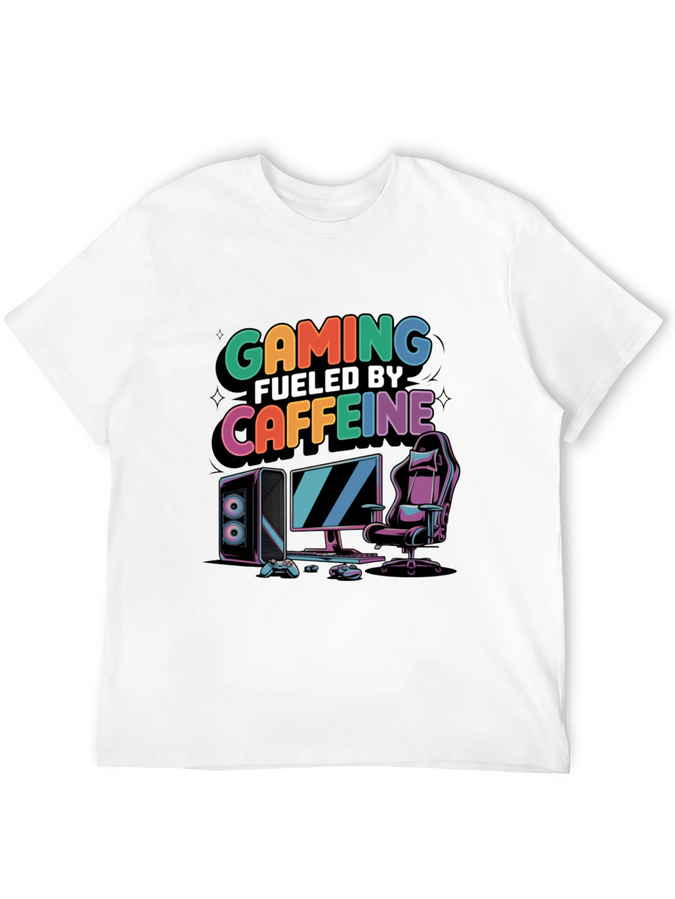 Black Gaming Fueled by Caffeine Black T-Shirt view 12