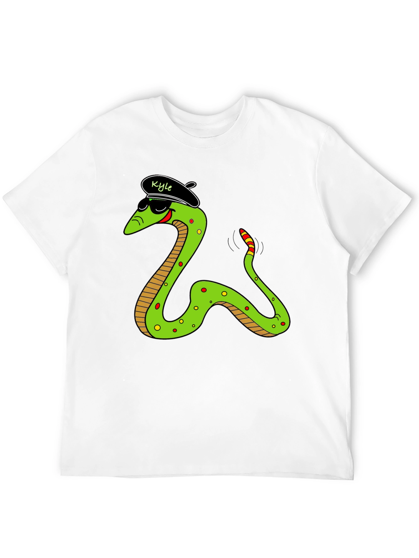 Black Cool Snake Graphic Tee - "Kyle" Beret view 12