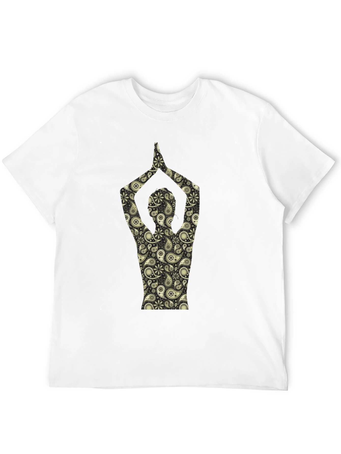 Black Paisley Yoga Pose T-Shirt - Black view 12