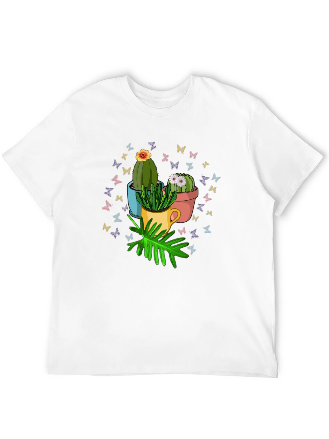 Black Cactus & Butterfly Graphic T-Shirt - Nature Lover Tee view 12