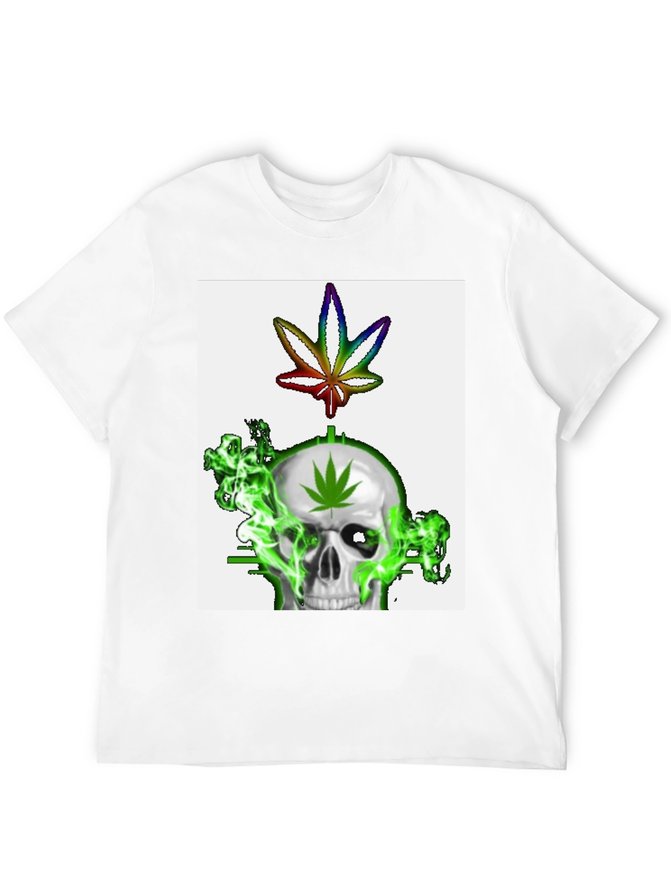 Black Skull & Weed Leaf Graphic T-Shirt view 12