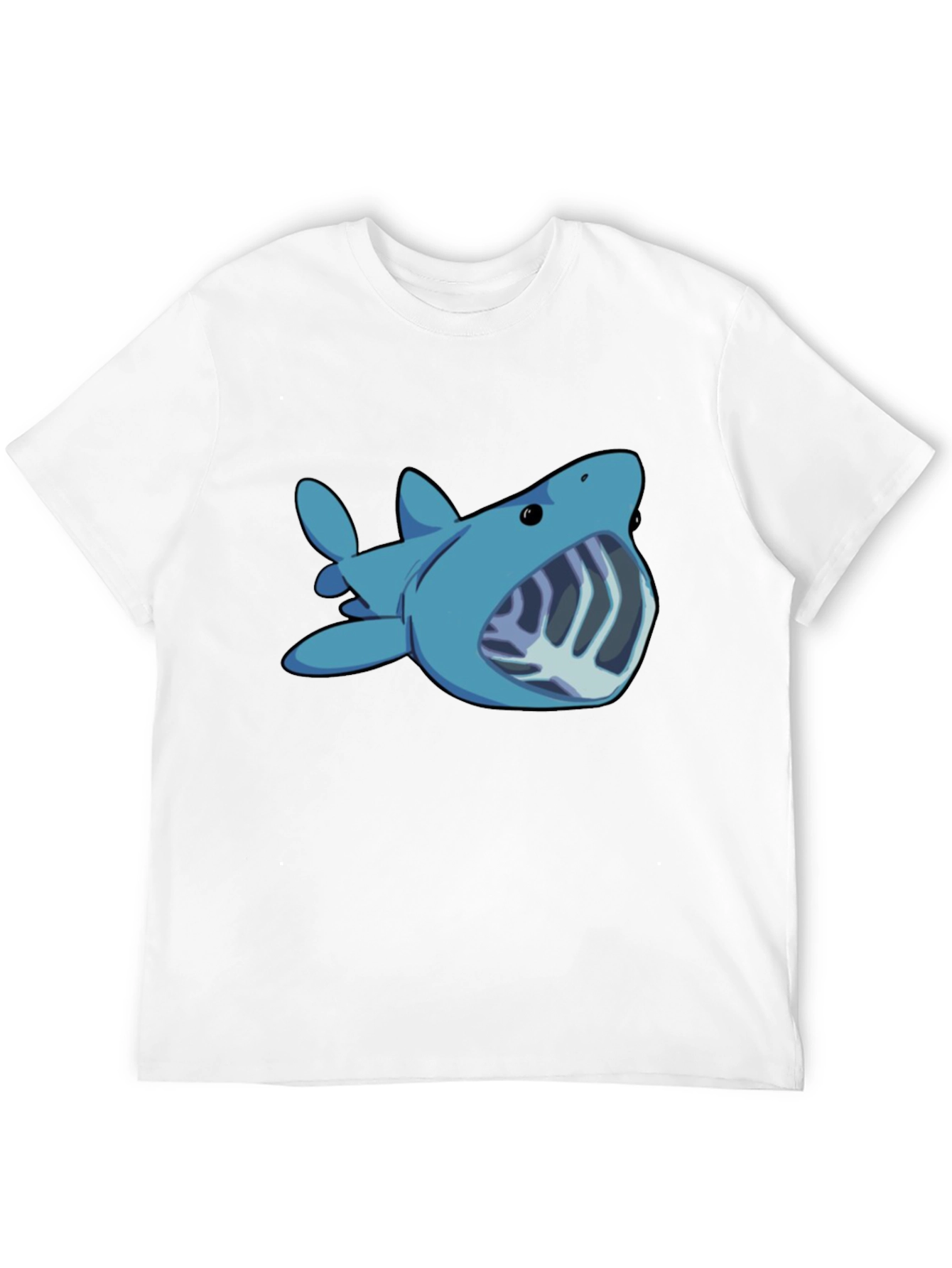 Black Cartoon Shark Graphic Tee - Black Unisex T-Shirt view 12