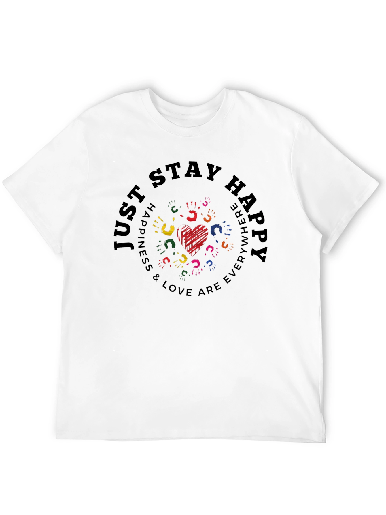 Black Stay Happy Graphic Tee - Unisex Black T-Shirt view 12