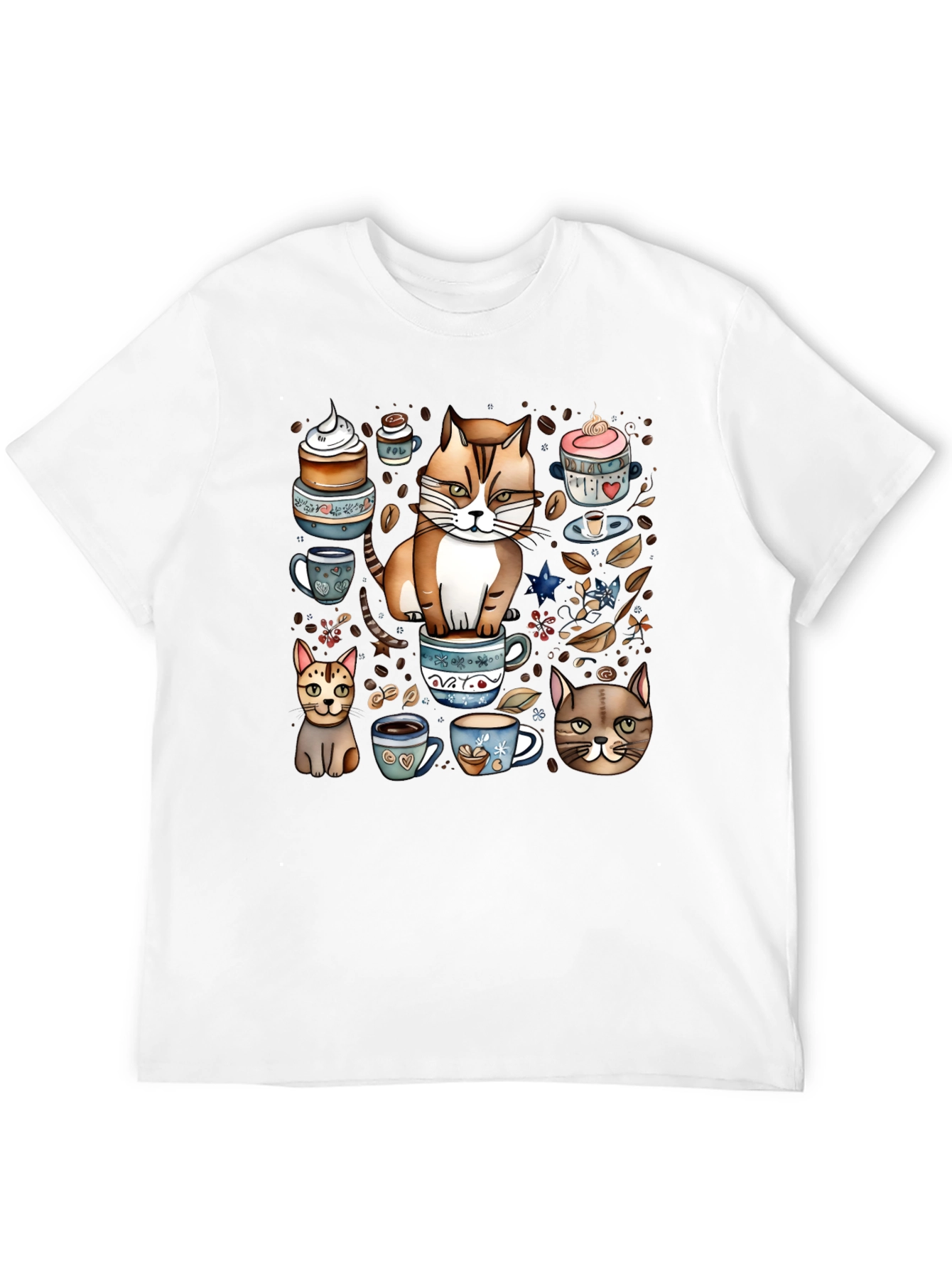 Black Cat & Coffee Lover T-Shirt - Cute Cartoon Design view 12