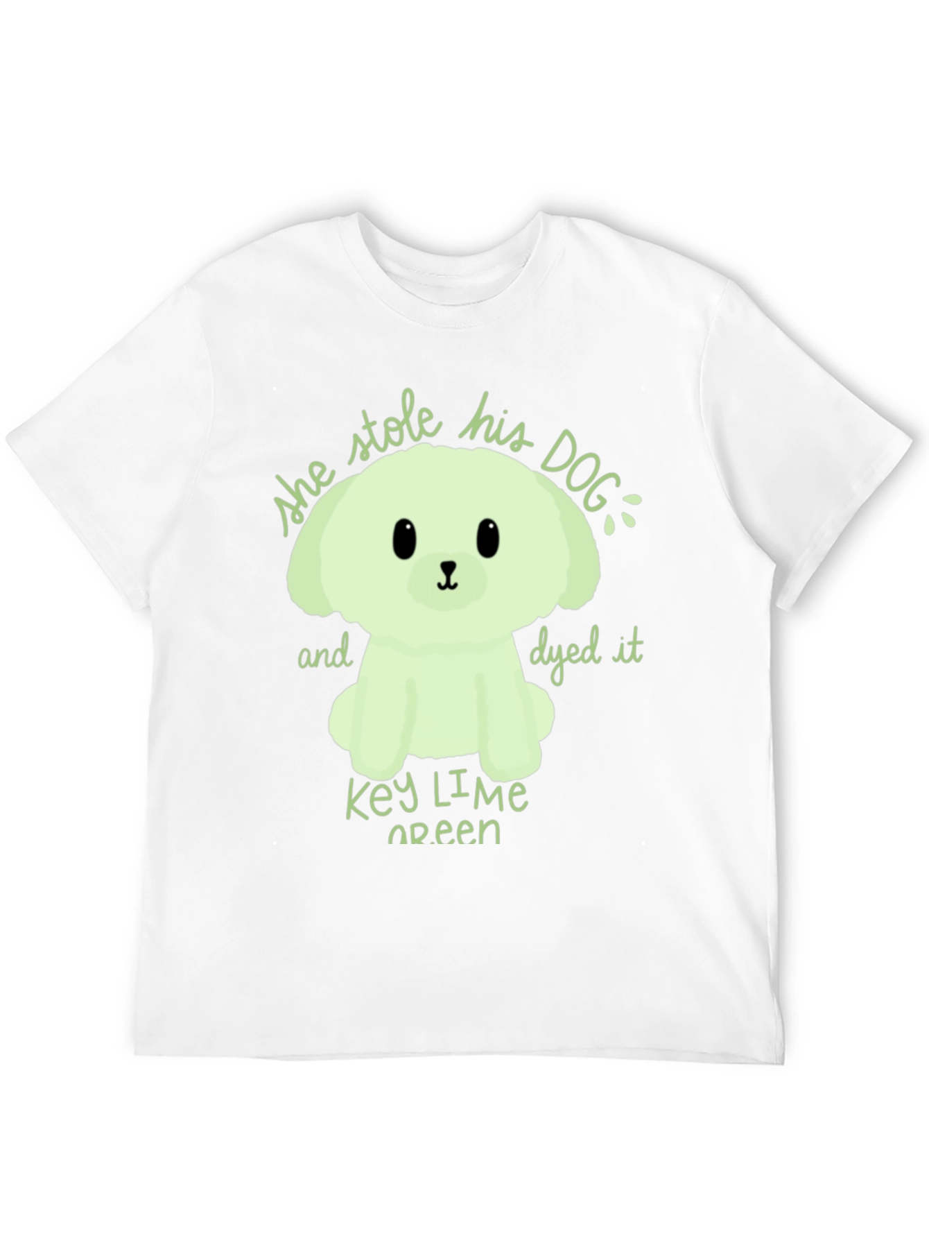 Black Key Lime Green Dog T-Shirt - 'She Stole His Dog' Graphic Tee view 12