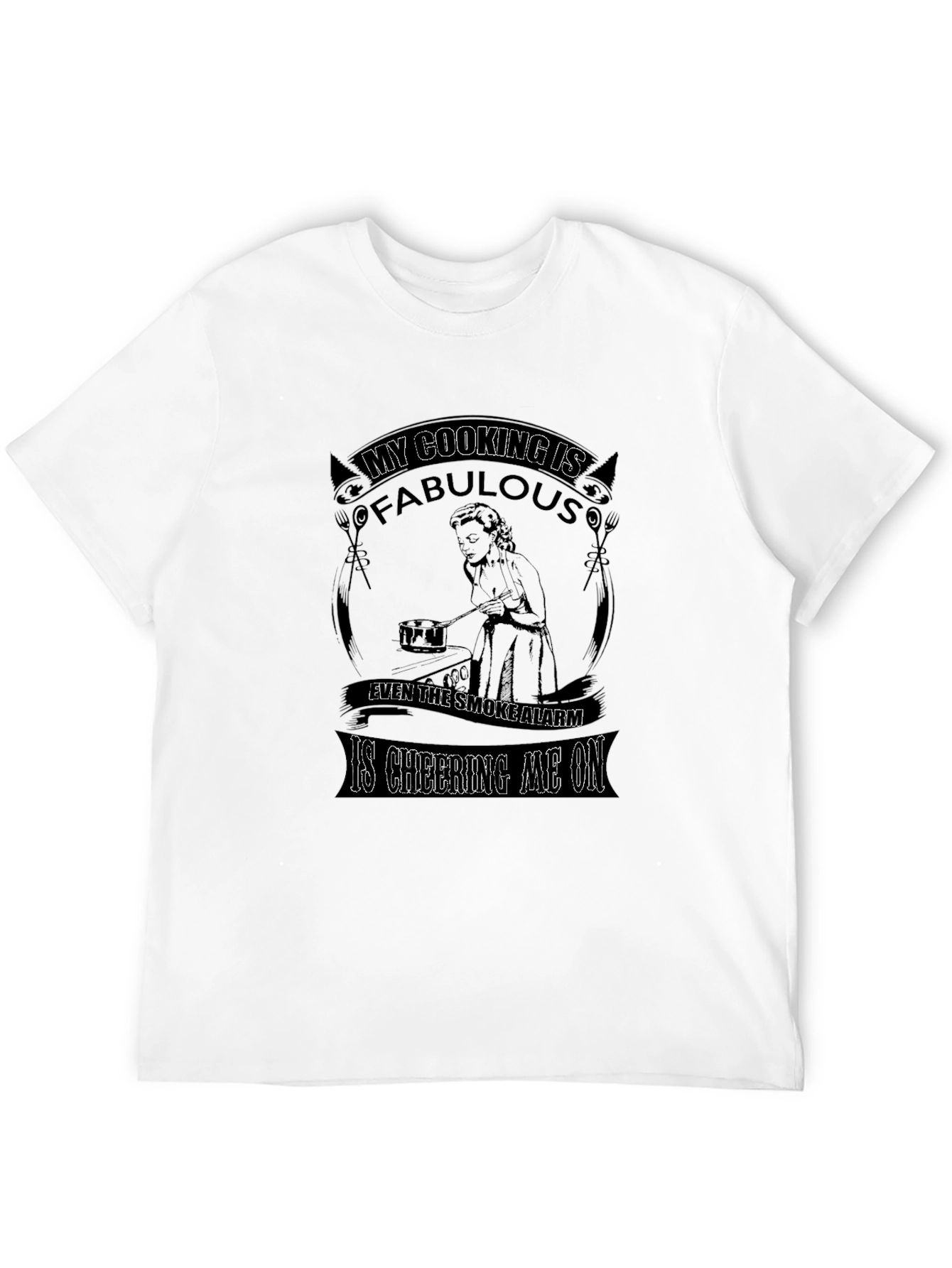 Black Funny Cooking T-Shirt - "My Cooking is Fabulous" view 12