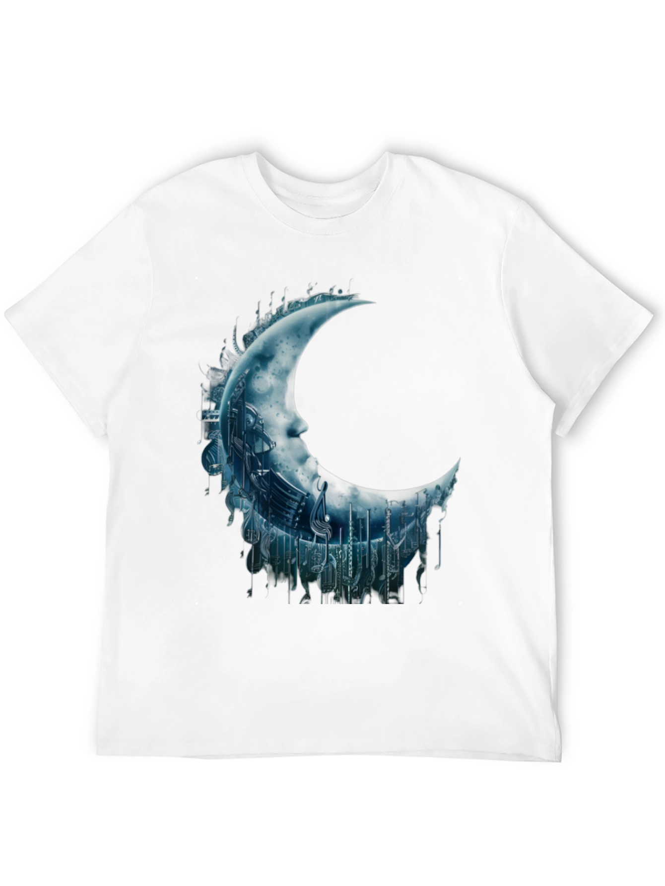 Black Crescent Moon Music Note Graphic Tee - Black view 12