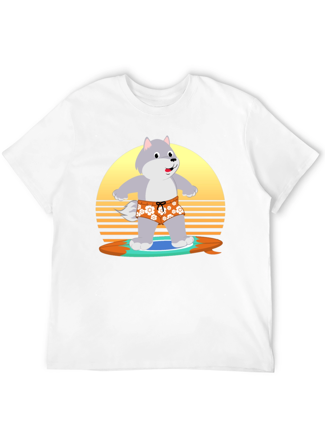 Black Surfing Wolf T-Shirt: Retro Style view 12