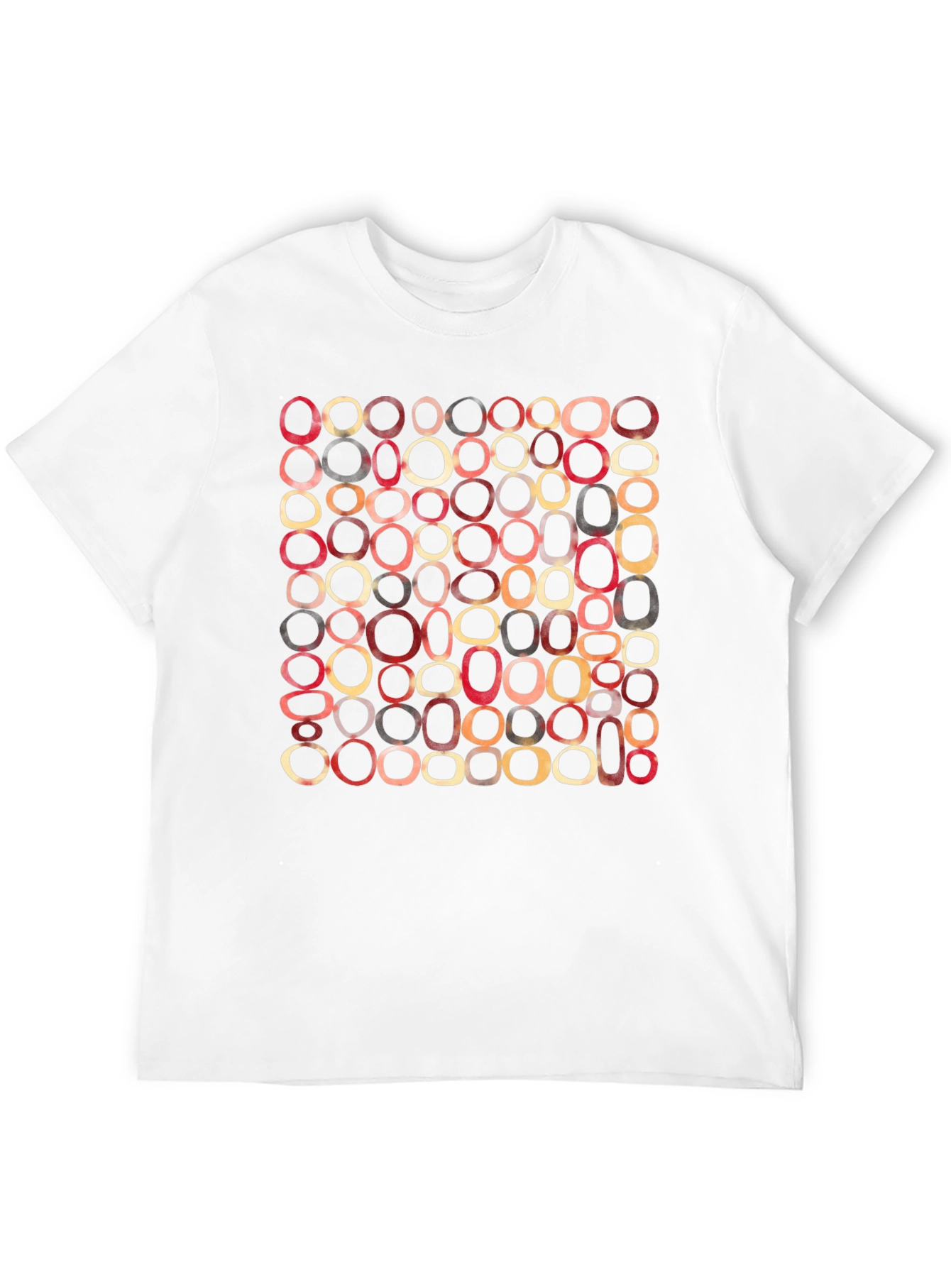 Black Retro Oval Pattern T-Shirt - Modern Abstract Graphic Tee view 12
