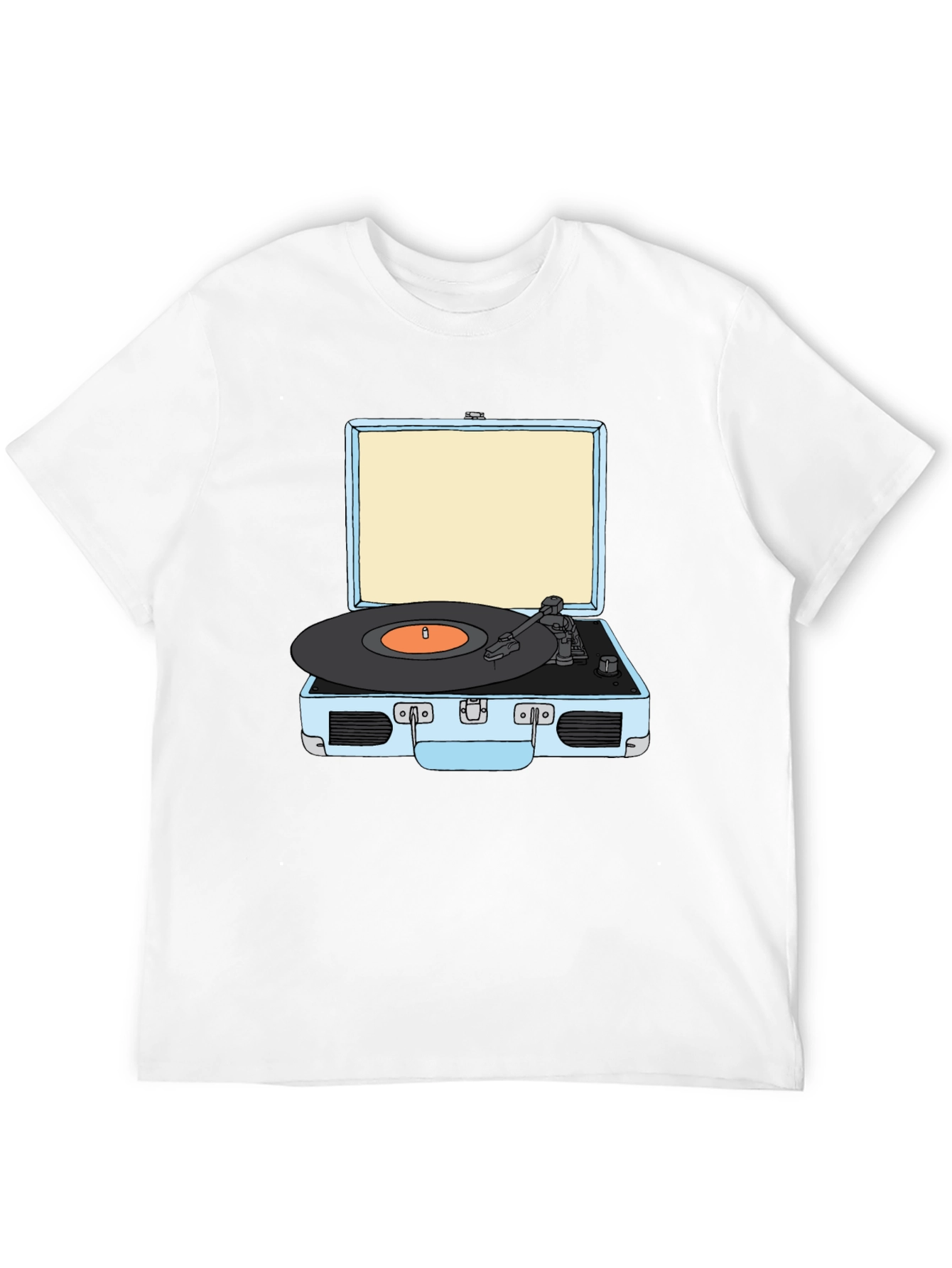 Black Retro Turntable Graphic Tee - Black Cotton T-Shirt view 12