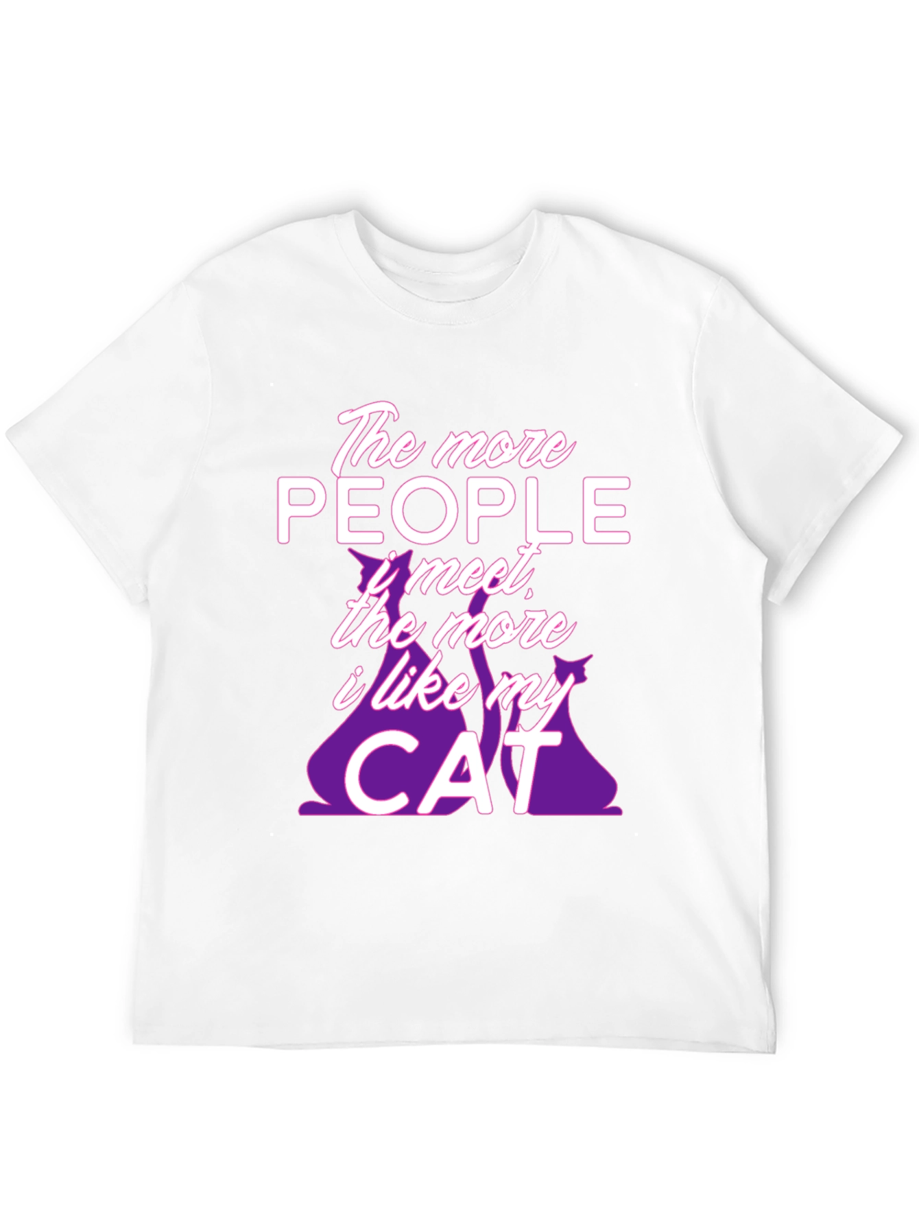 Black The More People Cat T-Shirt -  Comfortable Cotton Tee view 12