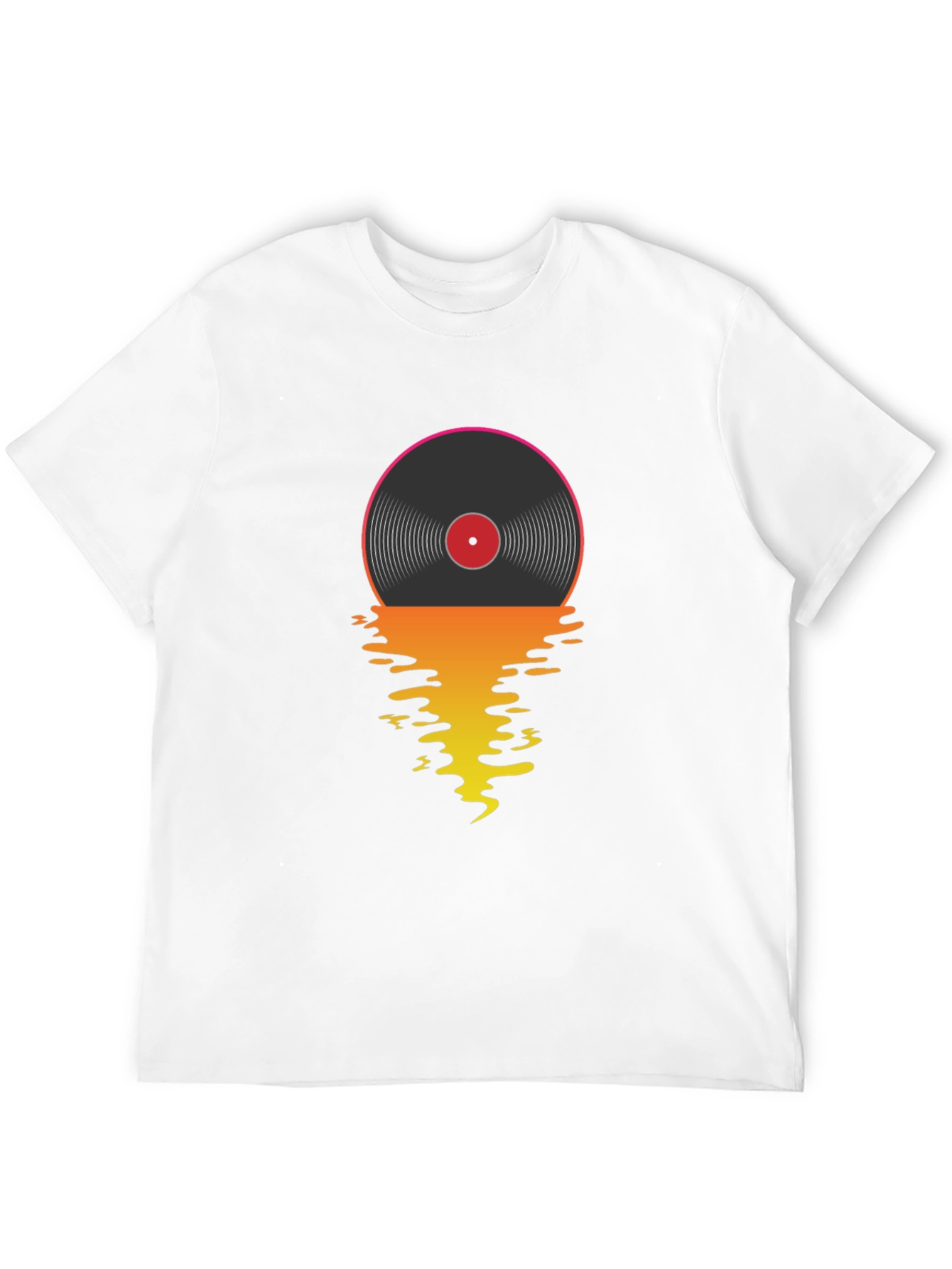 Black Retro Vinyl Record Sunset Graphic T-Shirt view 12