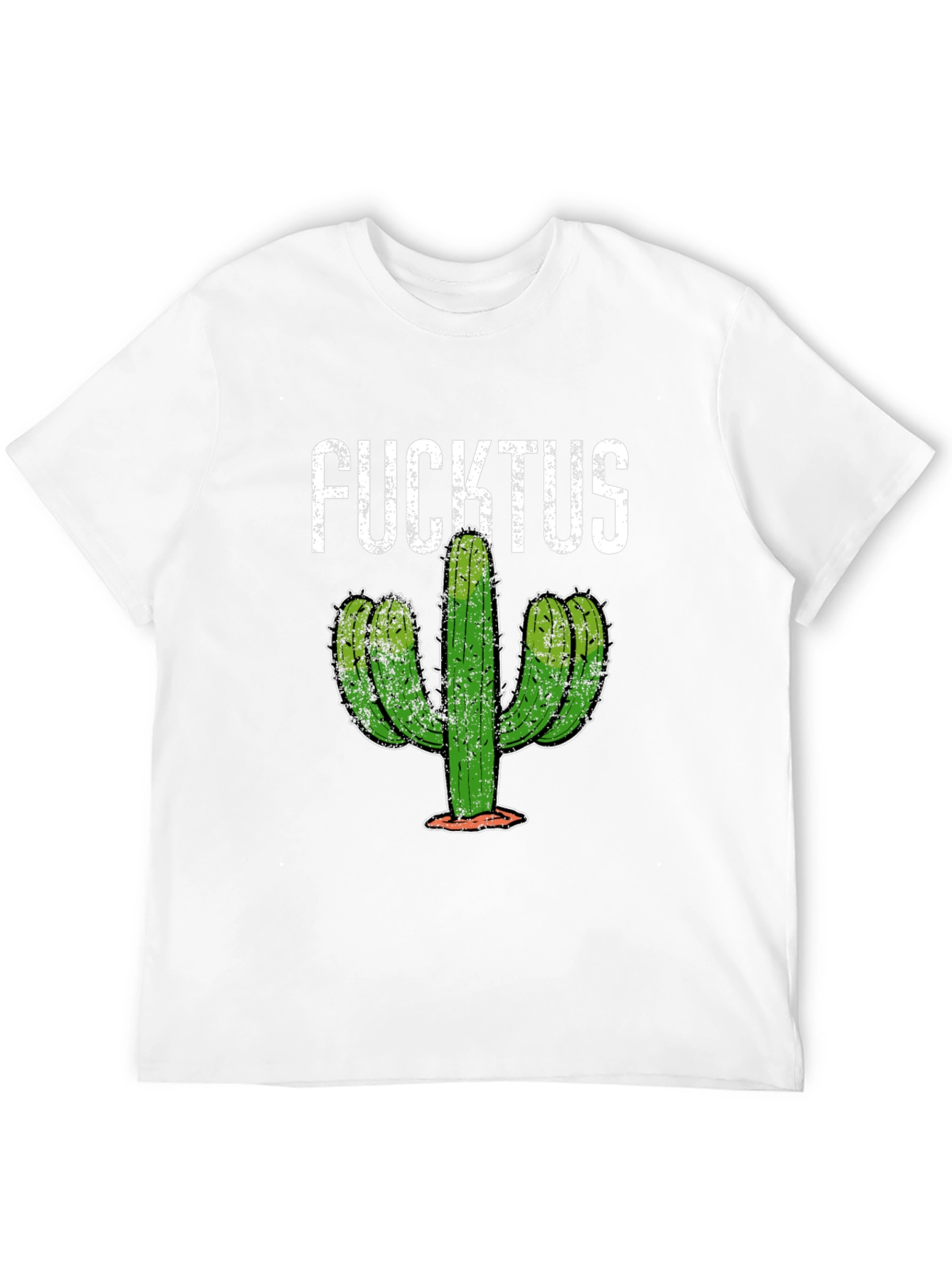 Black Funny Fucktus Cactus Graphic T-Shirt - Black view 12