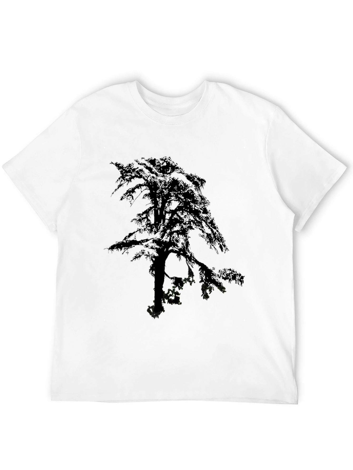 Black Silhouette Tree Graphic Tee - Men's Black Cotton T-Shirt view 12