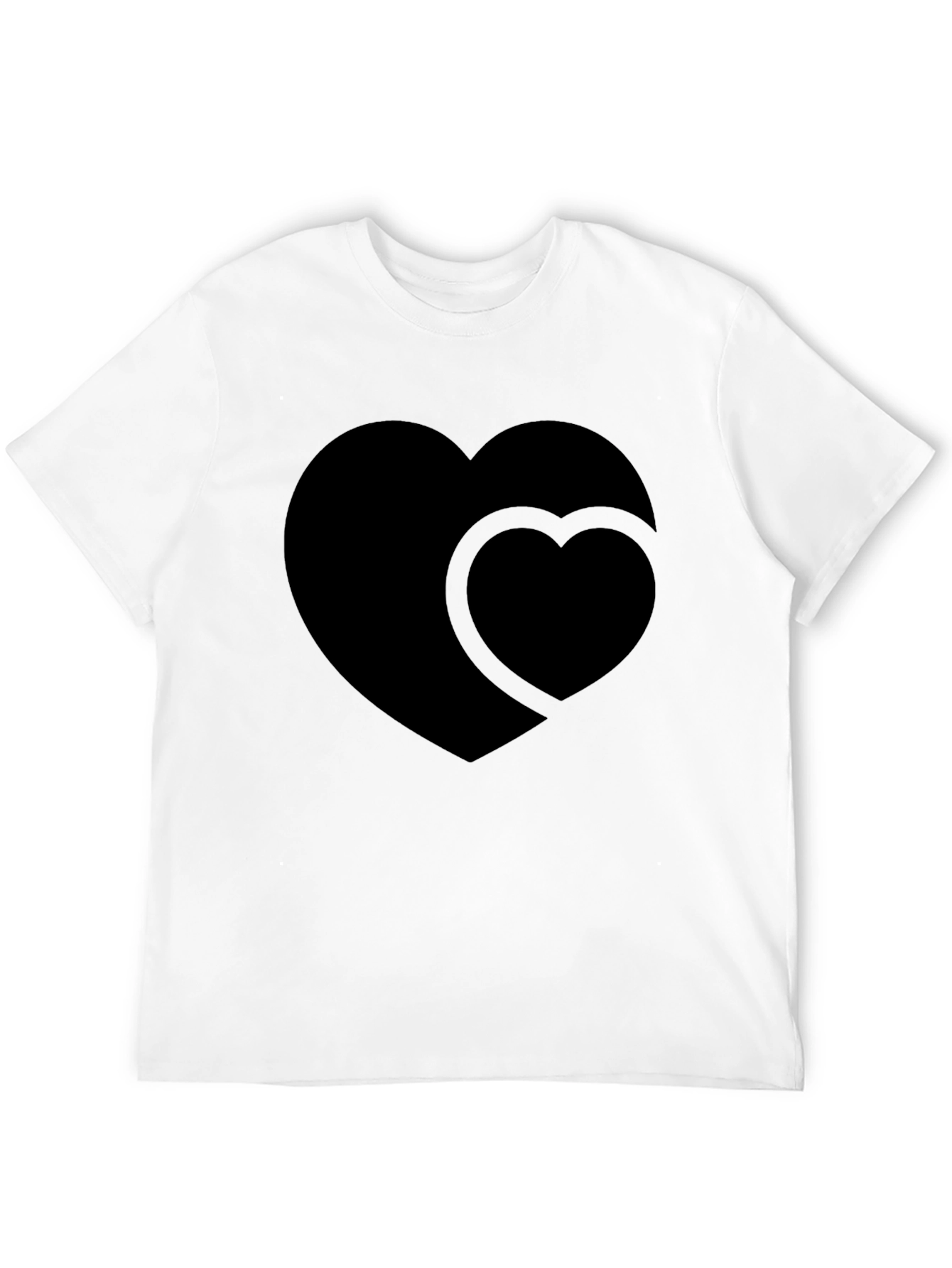 Black Men's Black Double Heart Graphic T-Shirt view 12