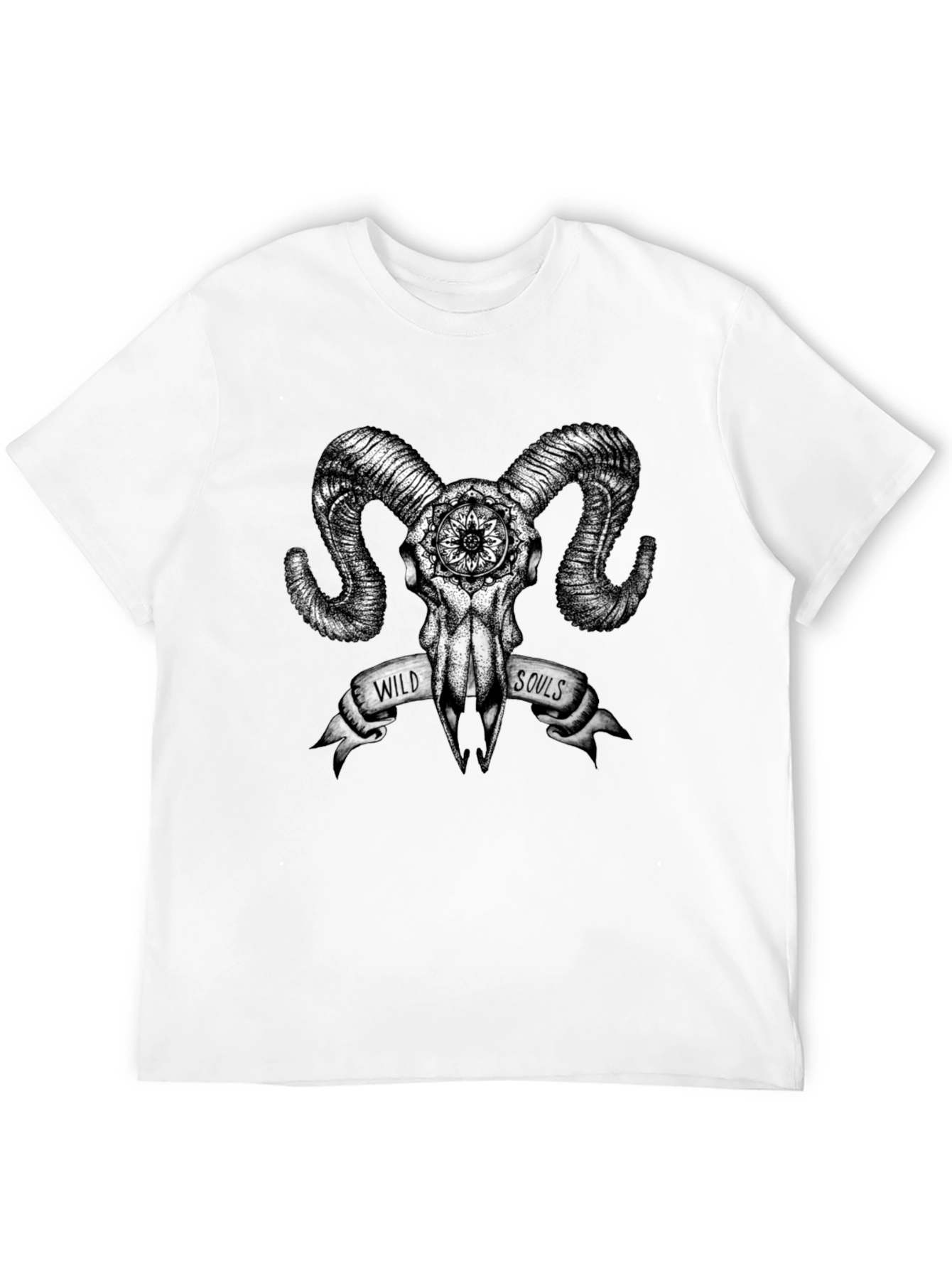 Black Wild Souls Ram Skull Graphic Tee view 12