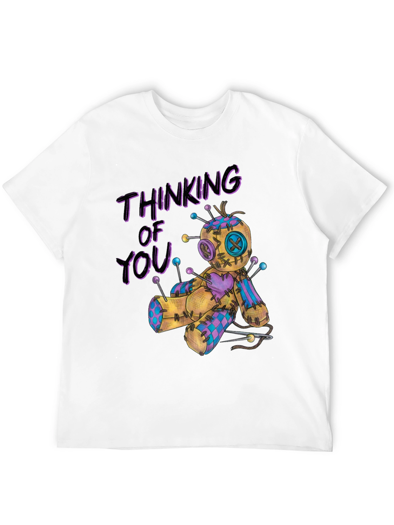 Black Thinking of You Voodoo Doll Graphic T-Shirt view 12