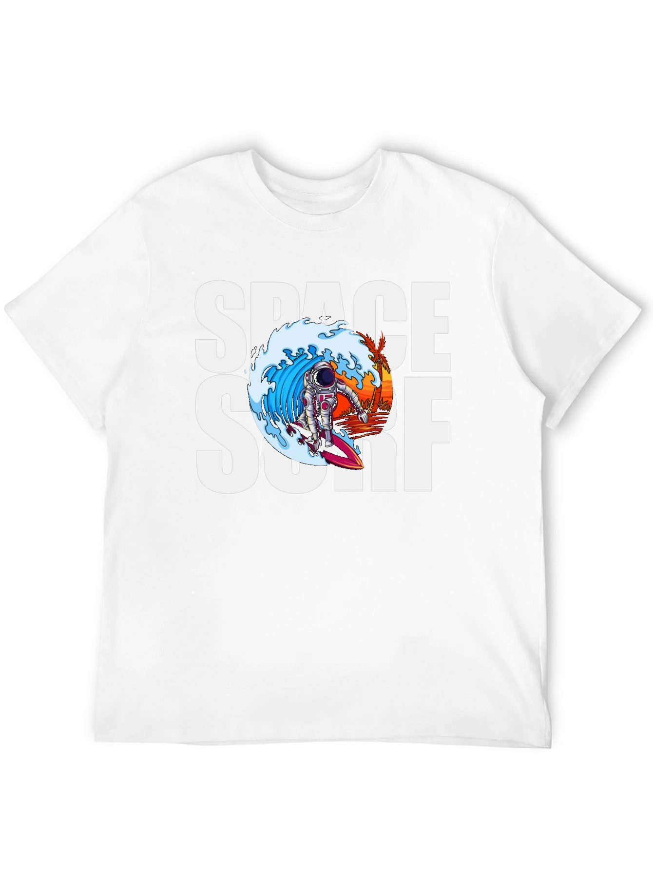 Black Space Surf Graphic Tee - Astronaut Surfing T-Shirt view 12