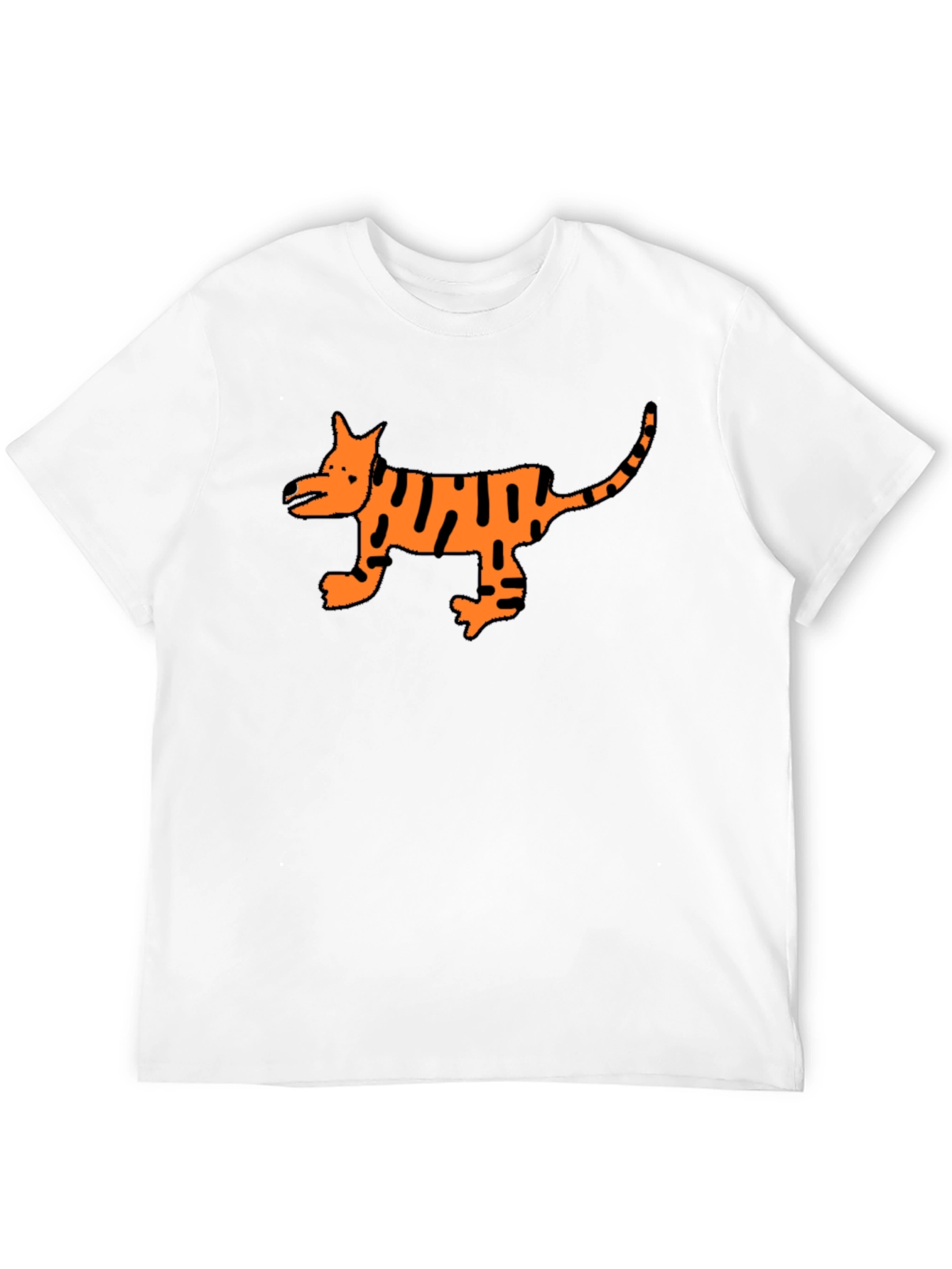 Black Cool Black T-Shirt with Cartoon Tiger Design view 12