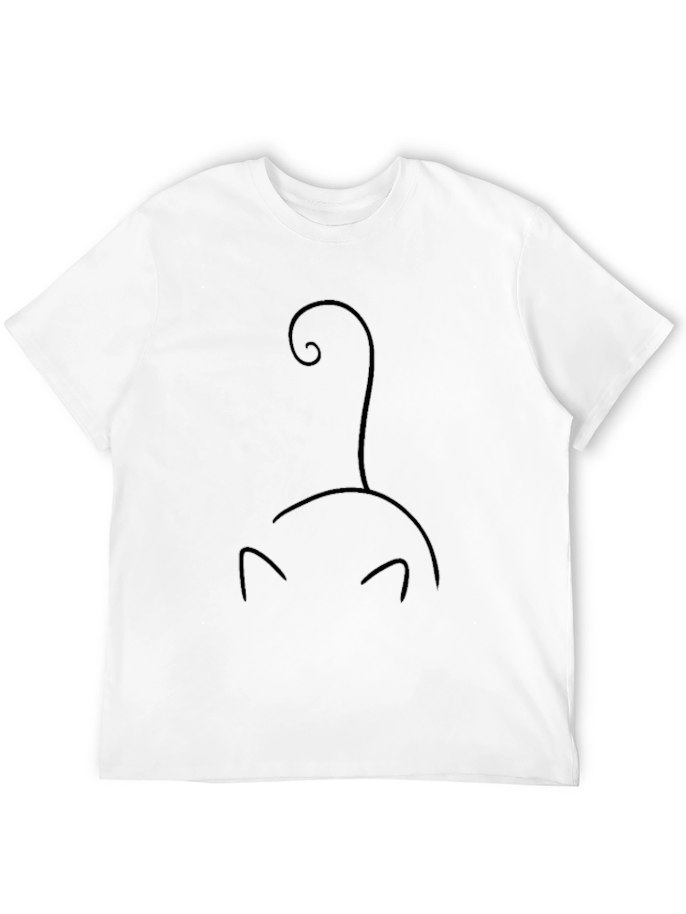 Black Minimalist Cat Silhouette Black T-Shirt view 12