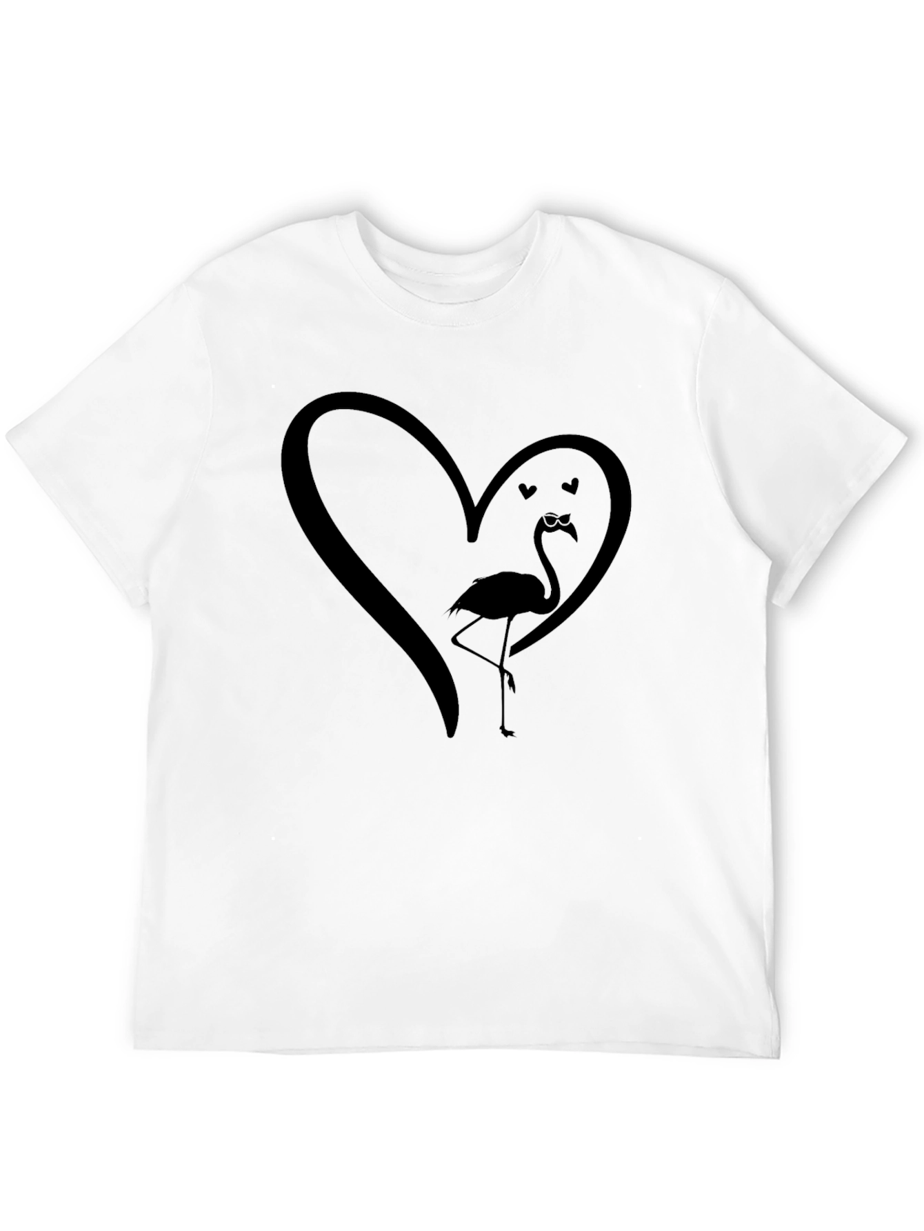 Black Flamingo Heart Graphic Tee - Unique Design view 12