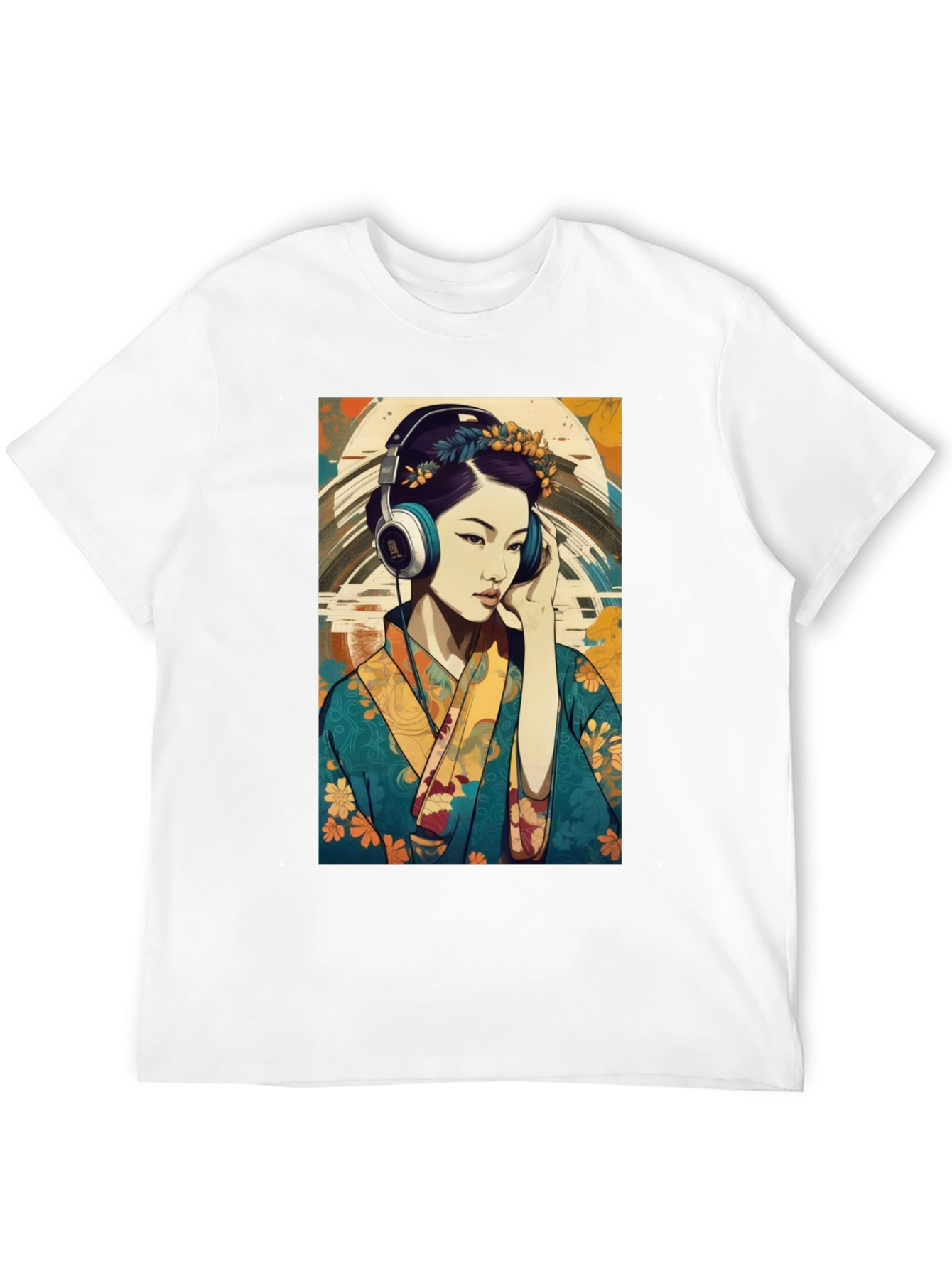 Black Geisha Headphones Graphic Tee - Stylish & Unique view 12