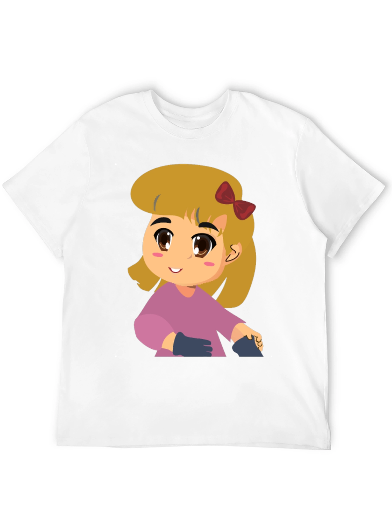 Black Cute Girl Cartoon Black T-Shirt view 12