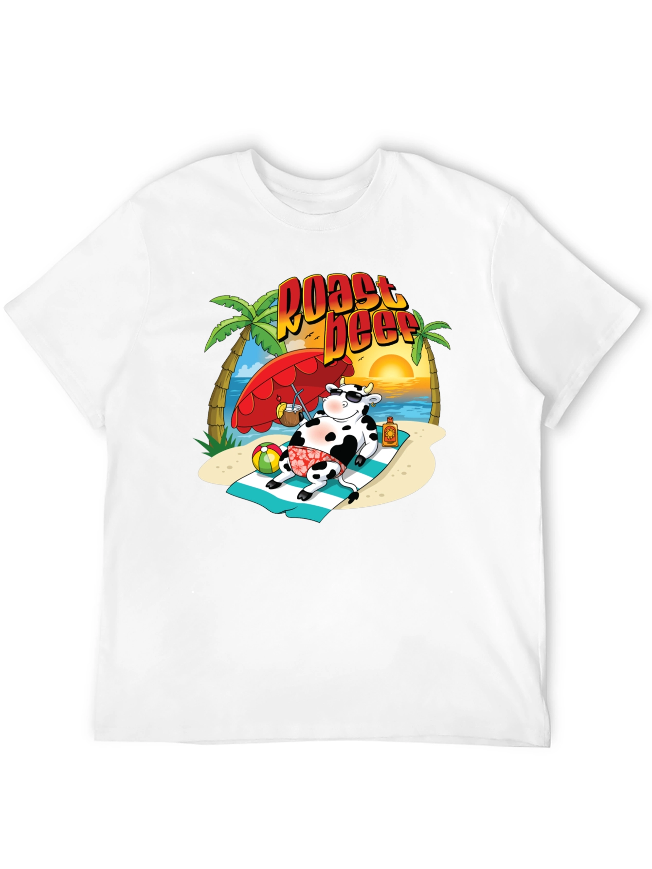 Black Roast Beef Beach Cow Graphic T-Shirt view 12