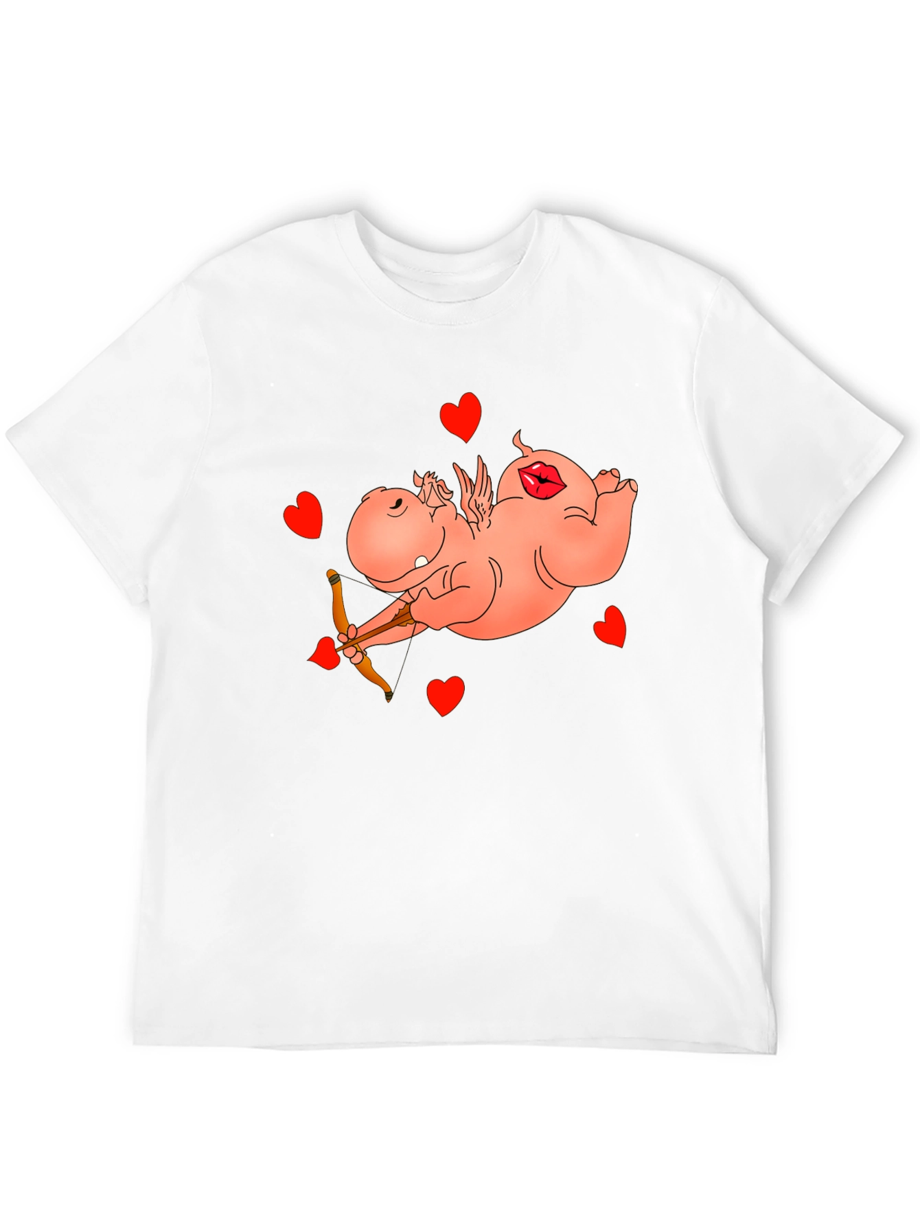 Black Cupid Hippo Graphic Tee - Funny Valentine's Day Shirt view 12
