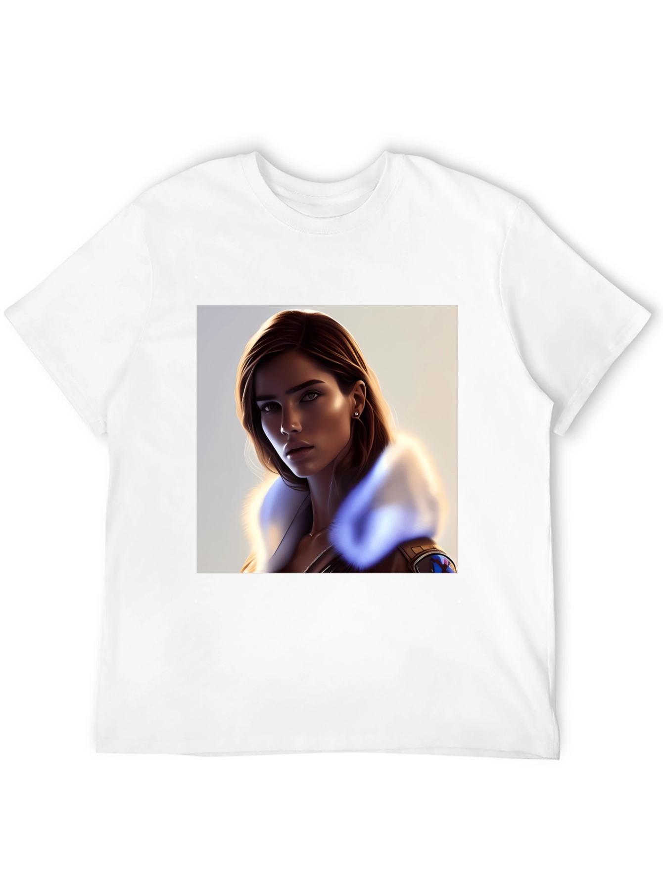 Stylish Black T-Shirt with Woman Portrait - 12