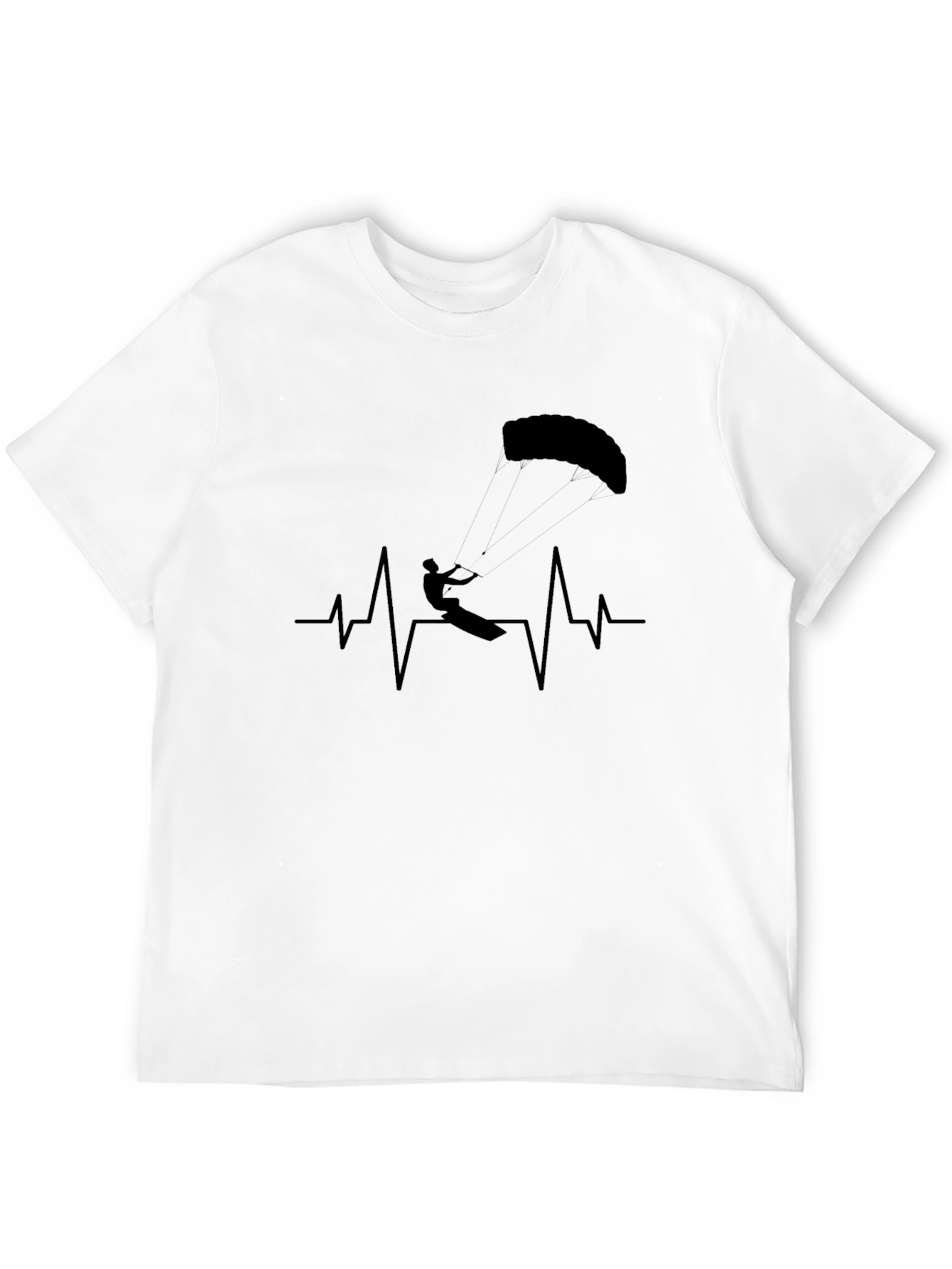 Black Kiteboarding Heartbeat T-Shirt - Black Graphic Tee view 12