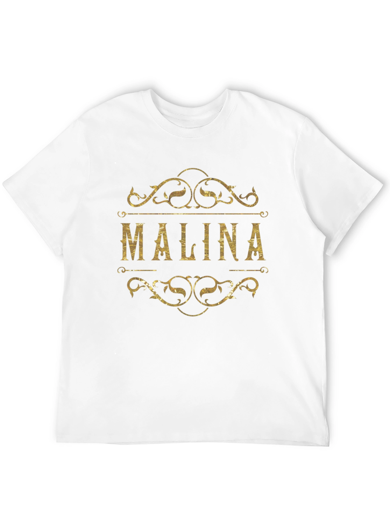 Black Personalized "Malina" Gold Print Black T-Shirt view 12