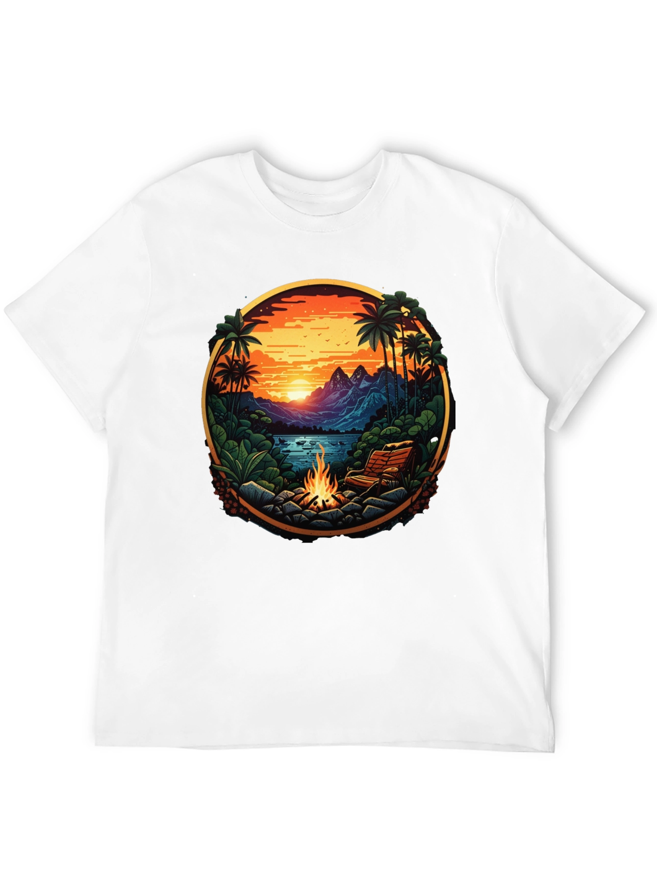 Black Tropical Campfire Graphic Tee view 12