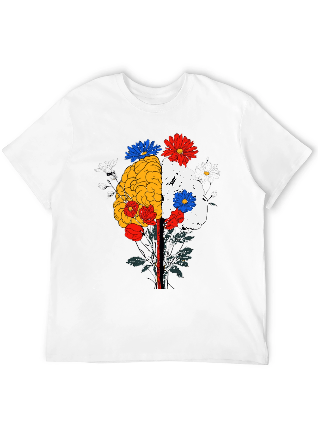 Black Brain and Flower Graphic Tee - Black Cotton view 12