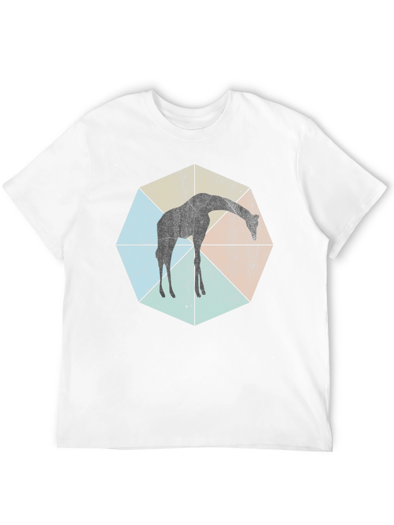 Black Geometric Giraffe T-Shirt - Unisex Black Tee view 12
