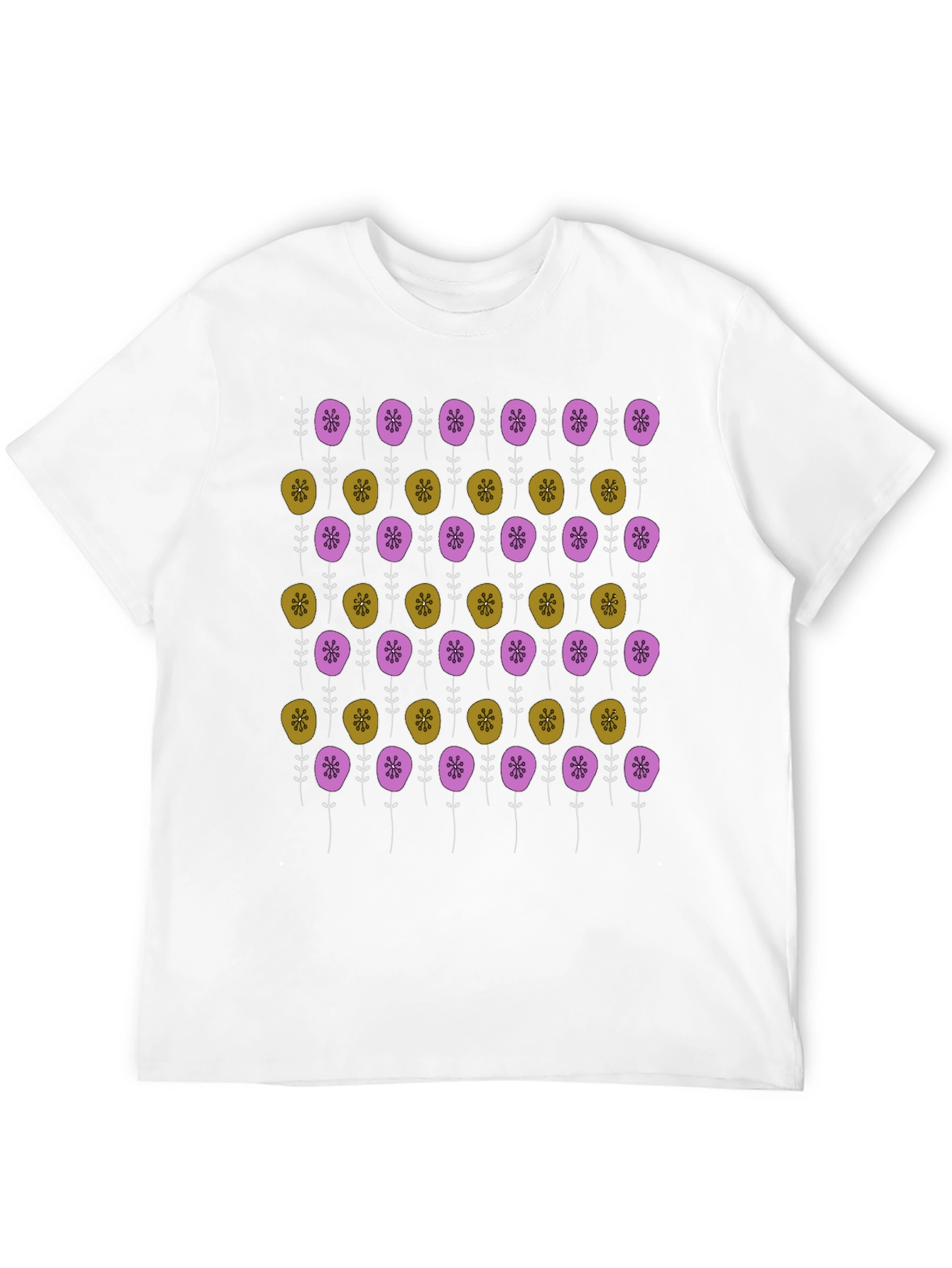 Black Floral Pattern Black T-Shirt view 12