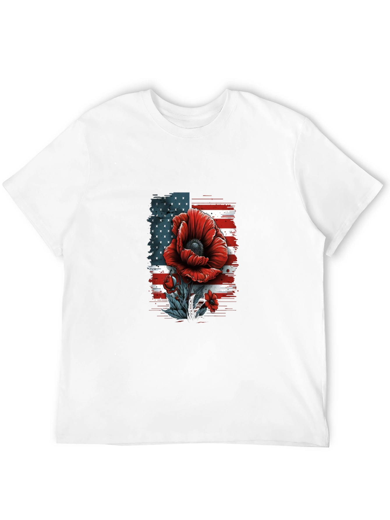 Black American Flag Poppy T-Shirt view 12