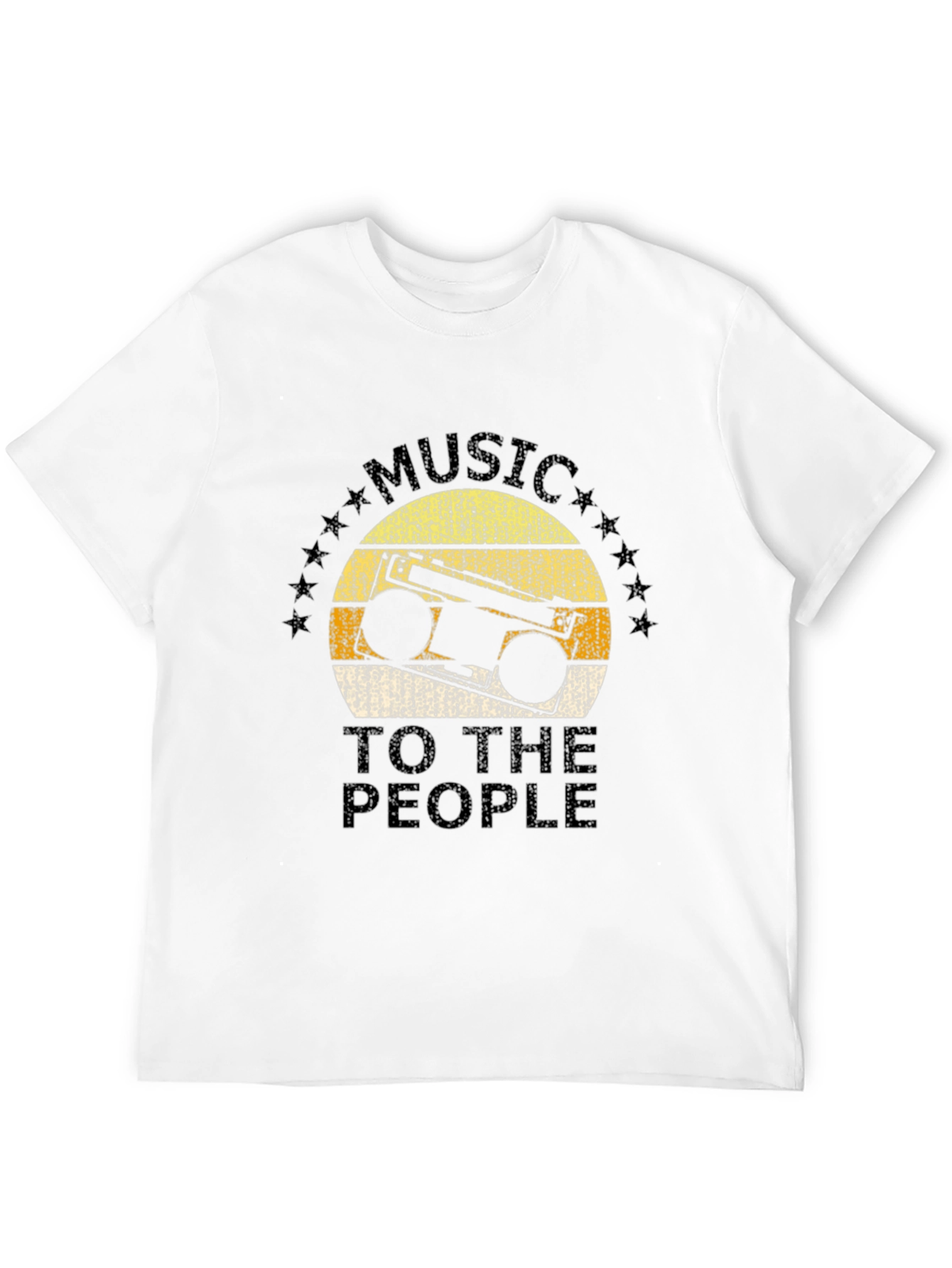 Black Retro Boombox Music to the People Black T-Shirt view 12