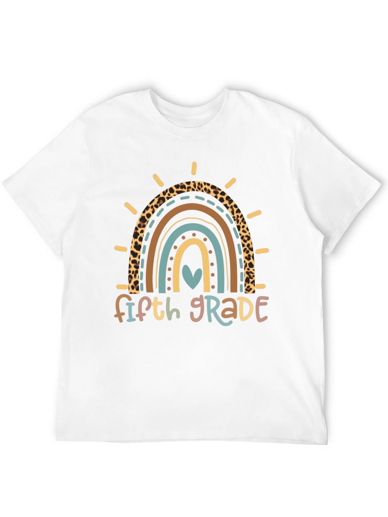 Black Fifth Grade Rainbow Heart T-Shirt view 12