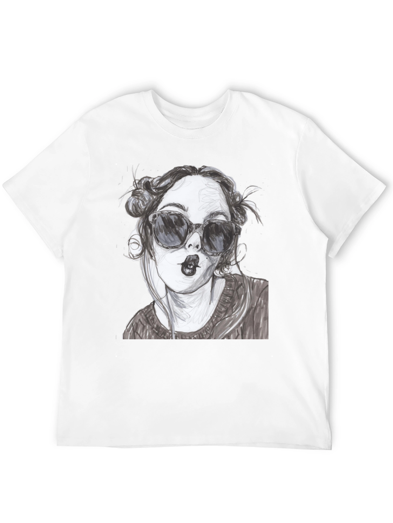 Black Woman Sketch Graphic Black T-Shirt view 12