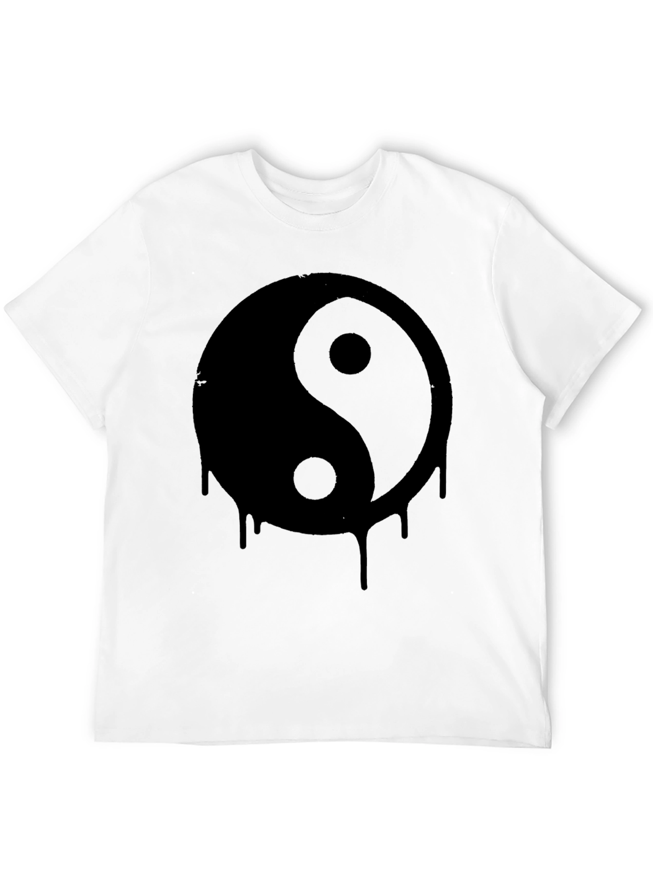 Black Yin Yang Drip Graphic Tee - Black Cotton T-Shirt view 12