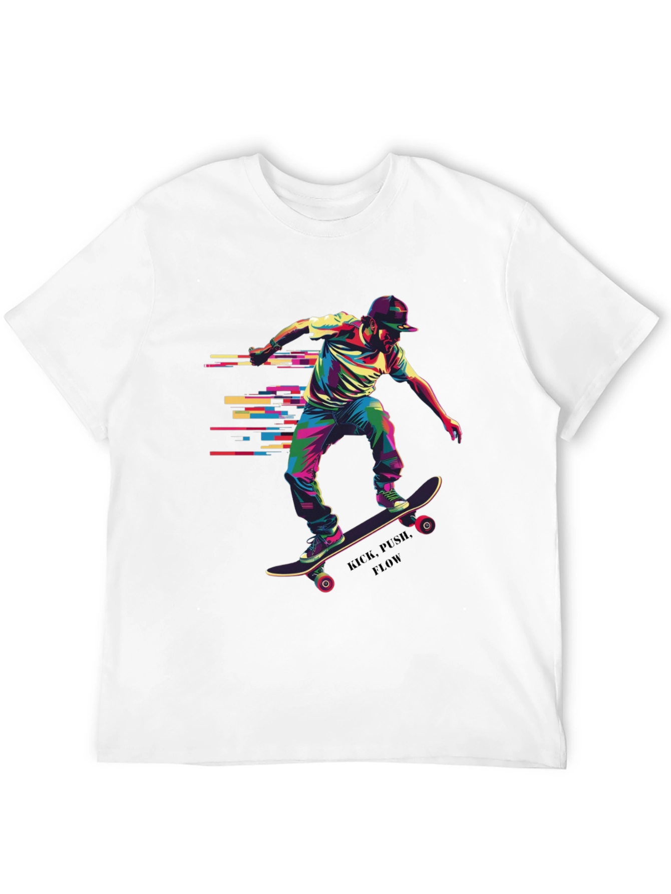 Black Skateboarder Graphic Tee - Kick, Push, Flow view 12