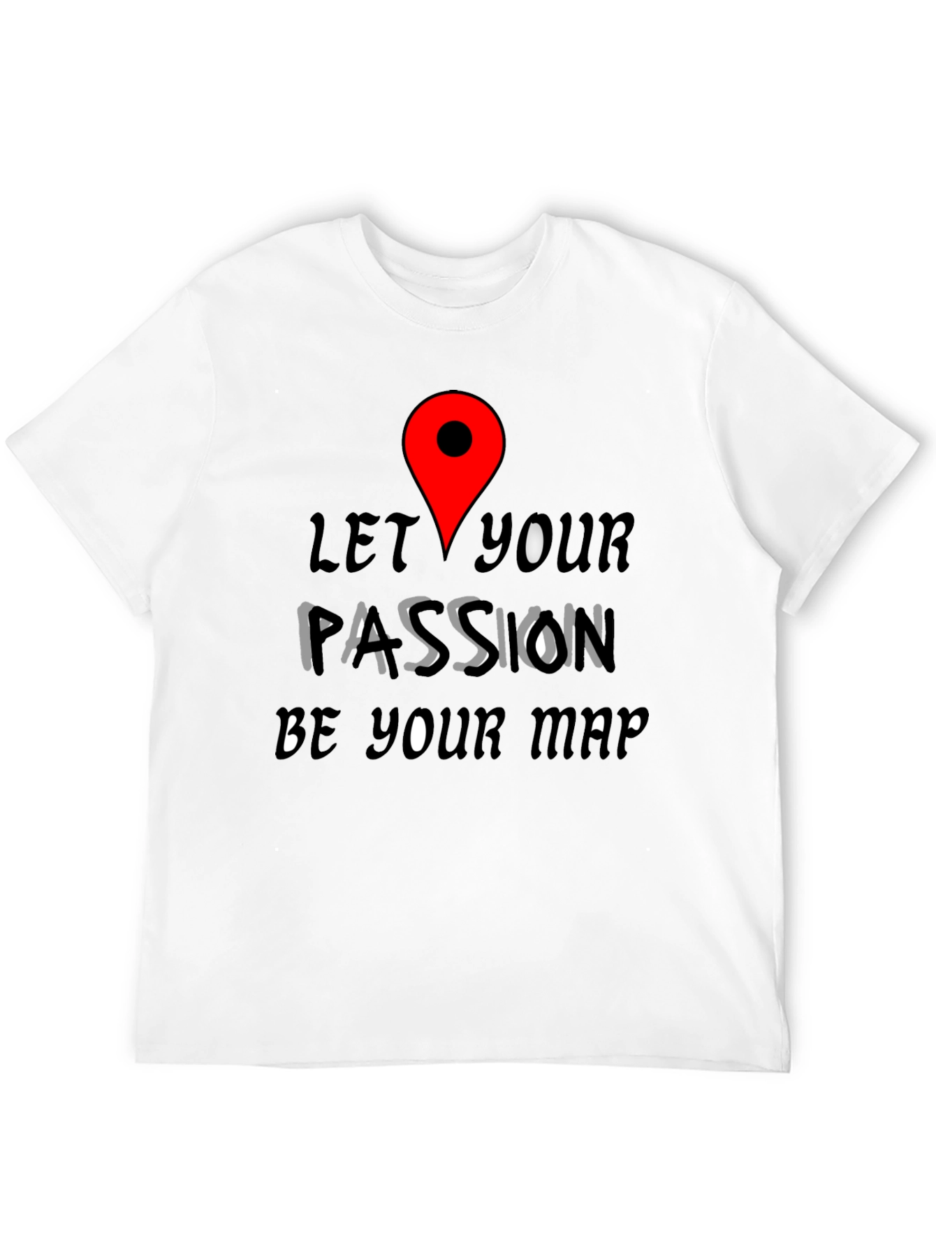 Black Passion Map Tee - Motivational Graphic T-Shirt view 12