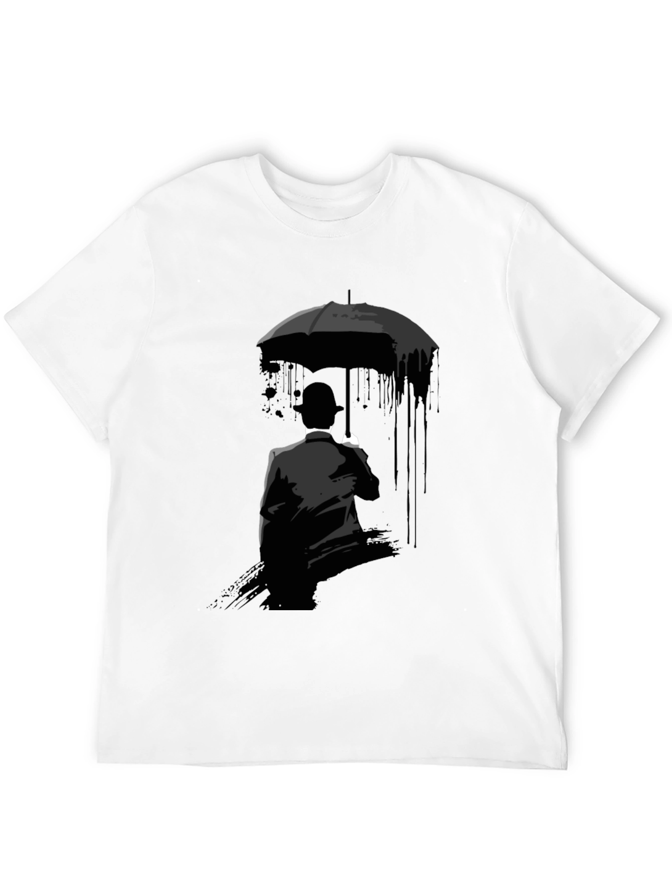 Black Umbrella Man Graphic Tee - Stylish Black T-Shirt view 12